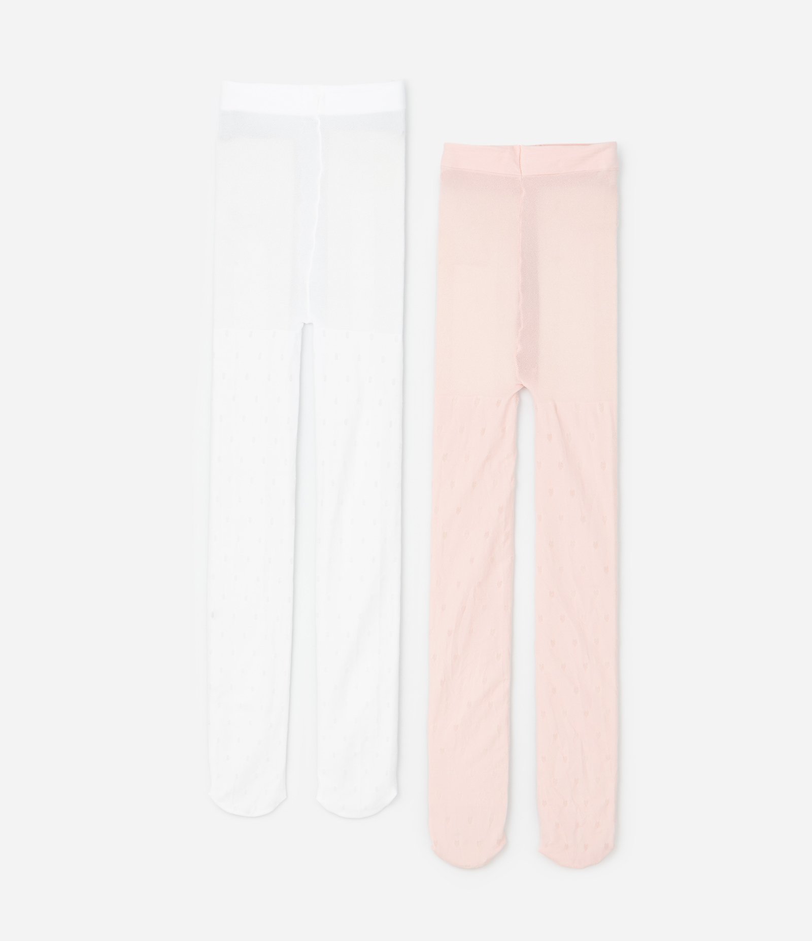 Kit 02 Meias Calças Infantis com Textura de Coração – Tam PP ao G Rosa/Branco 1