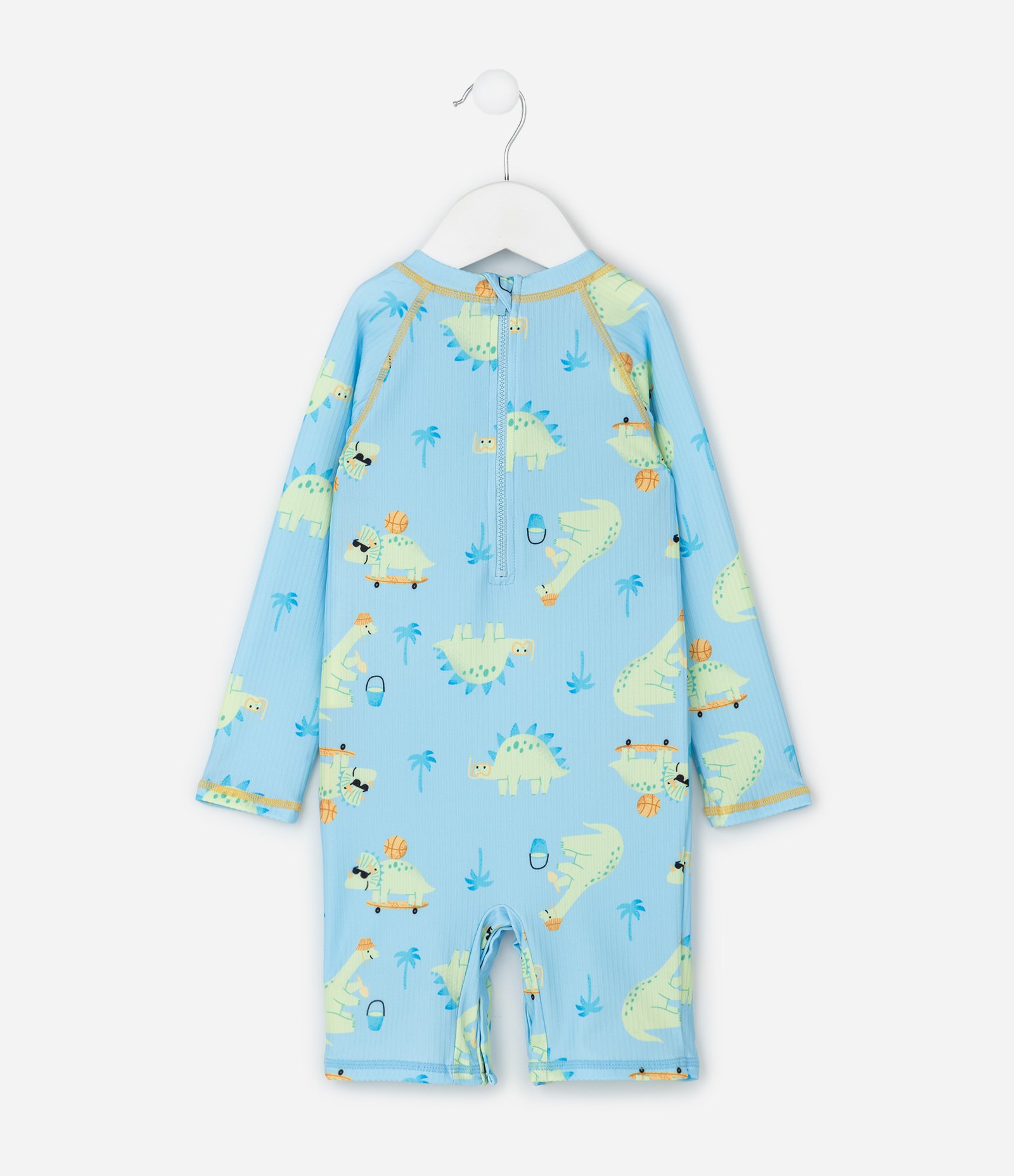 Conjunto Infantil Macaquinho e Chapéu Estampado com Proteção UV – Tam 1 a 12 Meses Azul 3