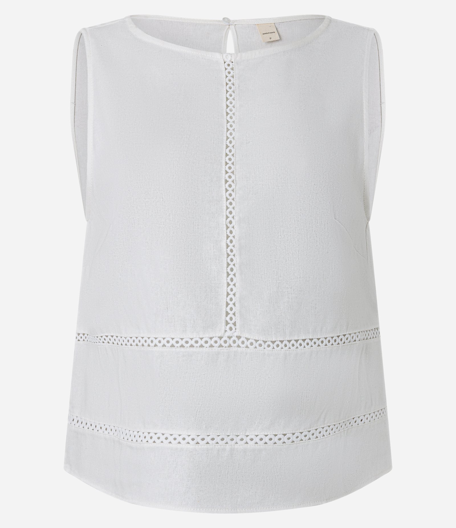 Blusa em Viscolinho com com Recortes de Entremeios Branco 5