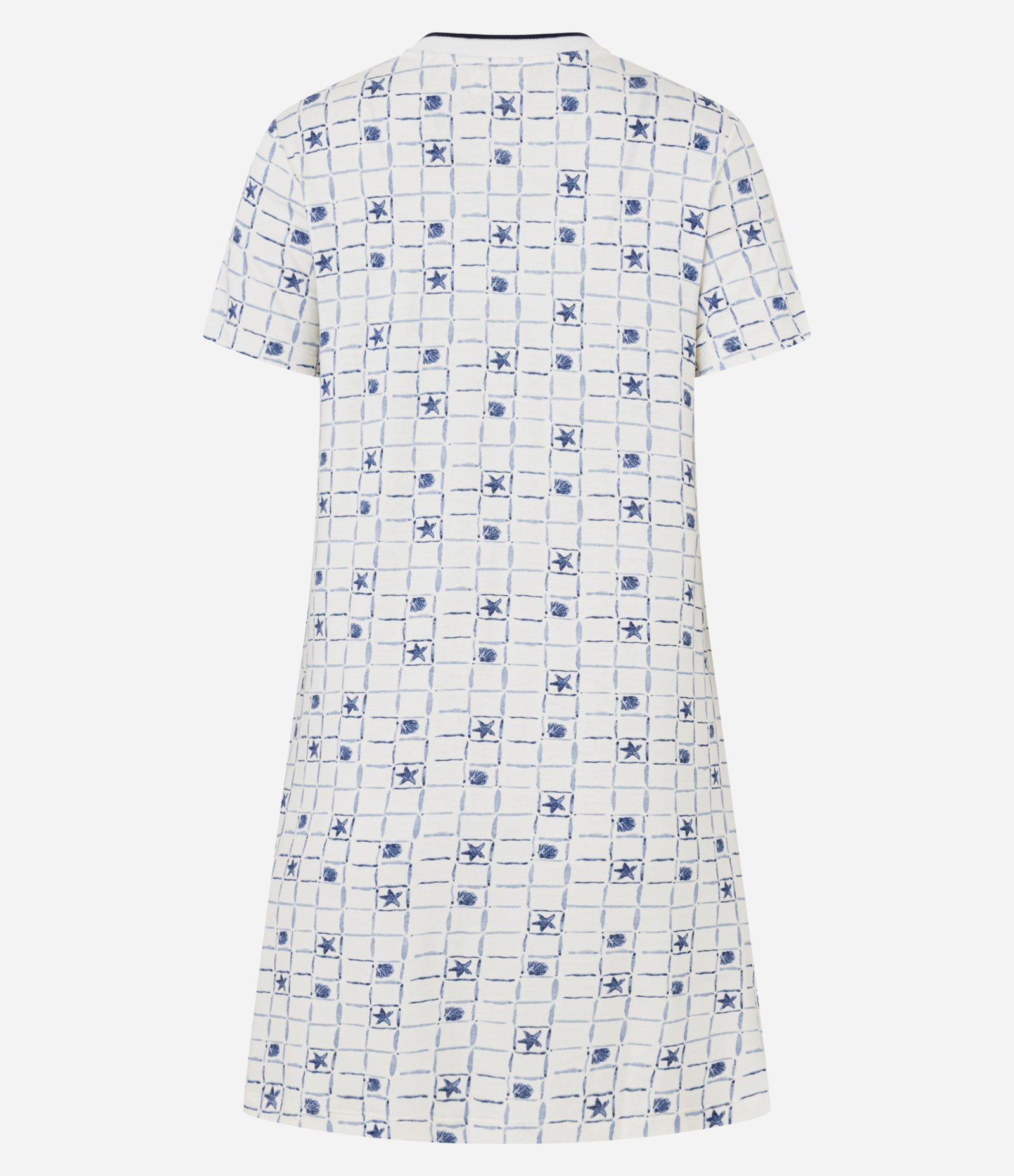 Camisola Curta em Viscose com Estampa de Conchas e Estrelas do Mar Branco 5