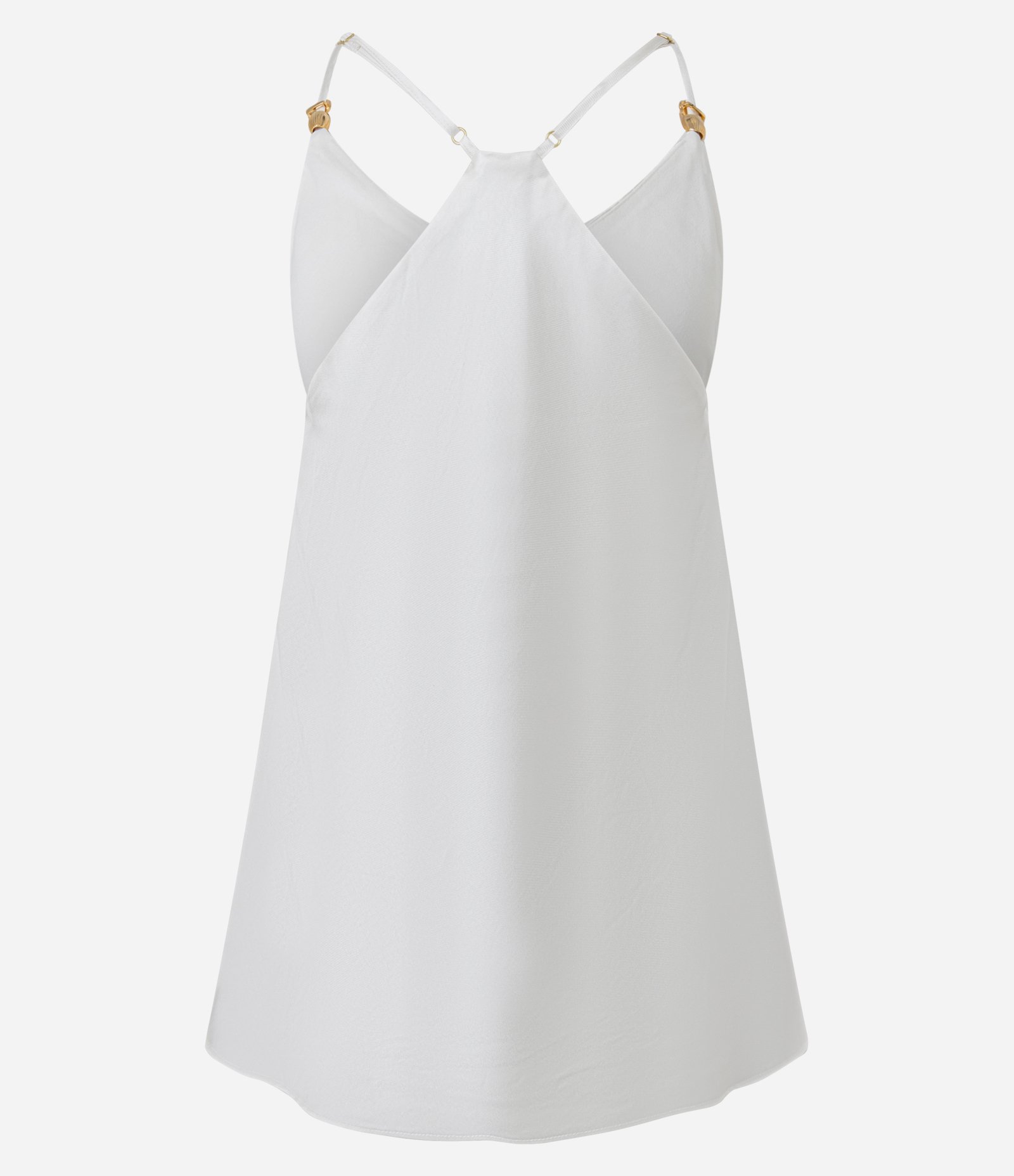 Blusa Acetinada de Alça com Sobreposição e Detalhes Meatlizados Off White 7