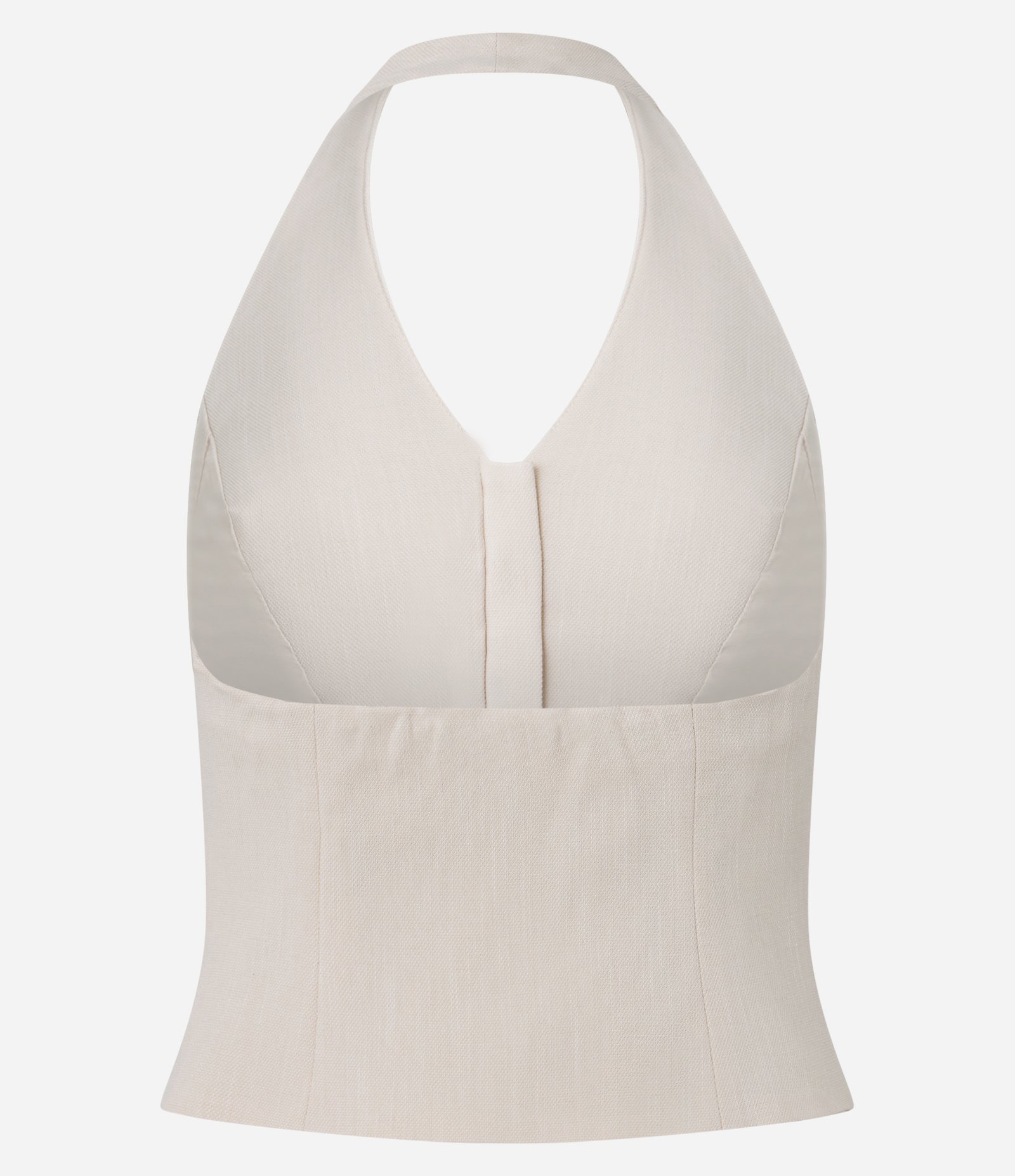 Blusa Frente Única em Alfaiataria com Ganchinhos Frontais Bege 8