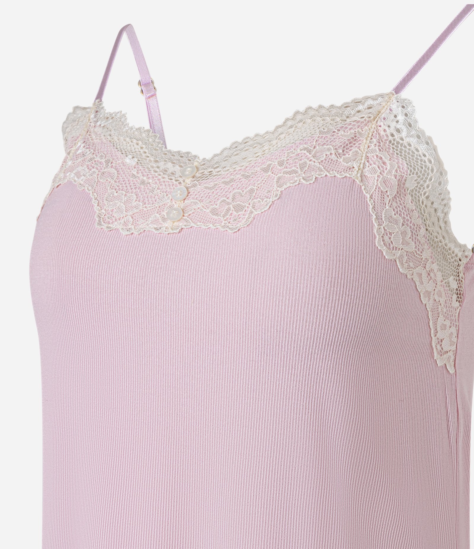 Pijama Short Doll em Ribana com Alcinha e Renda Rosa 6