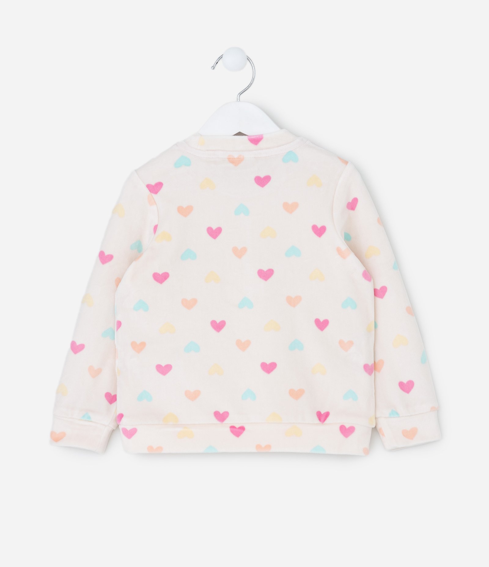 Pijama Infantil com Corações e Pompons – Tam 1 a 4 Anos Off White 3