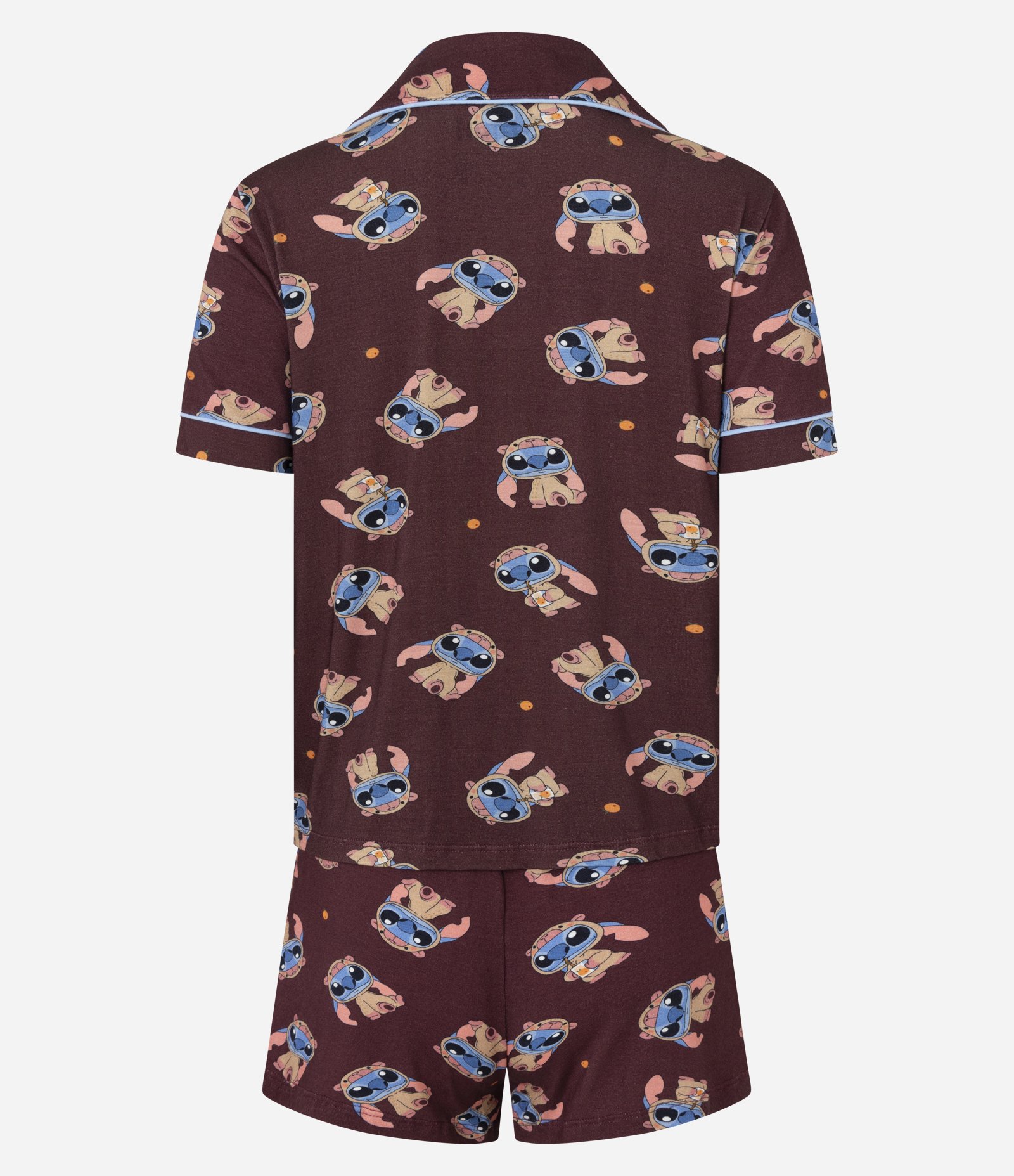 Pijama Short Doll Americano em Viscose com Estampa Stitch Capivara Marrom 5