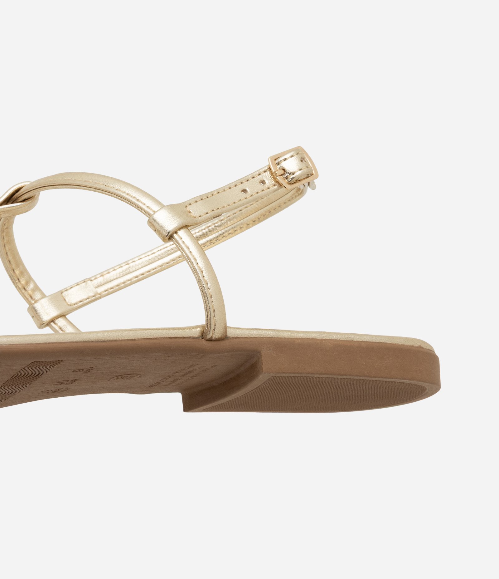 Sandália Rasteira com Tiras Finas e Pedras Dourado 4