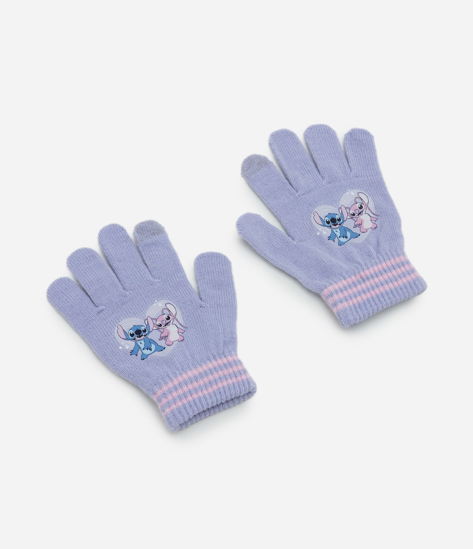 Luva Infantil em Tricô com Estampa Stitch e Angel – Tam 3/4 a 9/12 Lilás 1