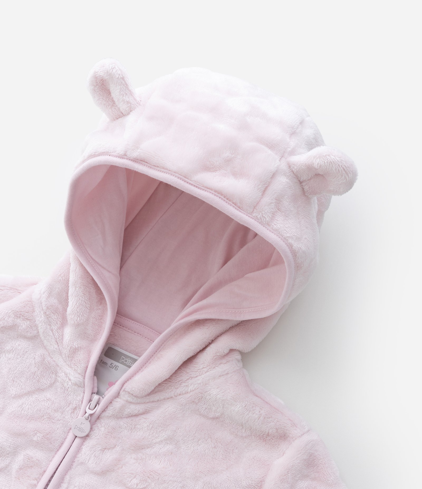 Jaqueta Infantil com Orelhinhas no Capuz – Tam 1 a 5/6 Anos Rosa Claro 8
