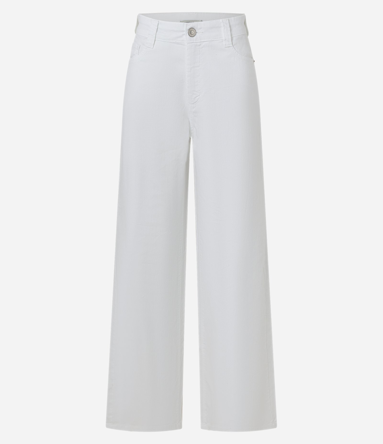 Calça Wide Leg Cintura Média em Sarja com Bolsos Branco 5