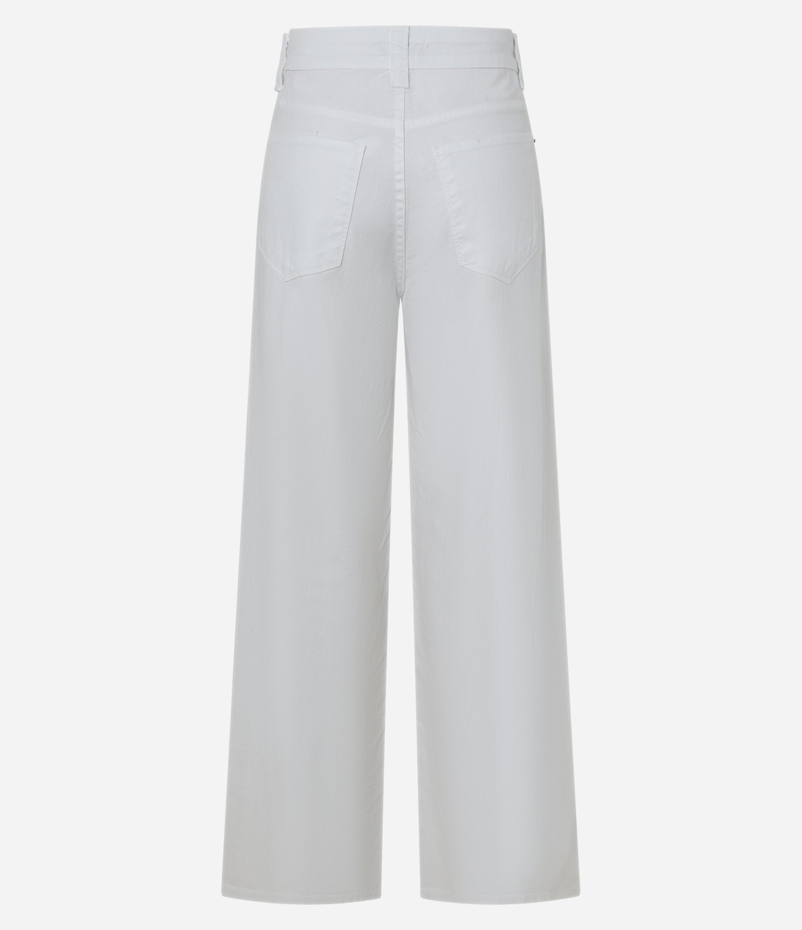 Calça Wide Leg Cintura Média em Sarja com Bolsos Branco 6
