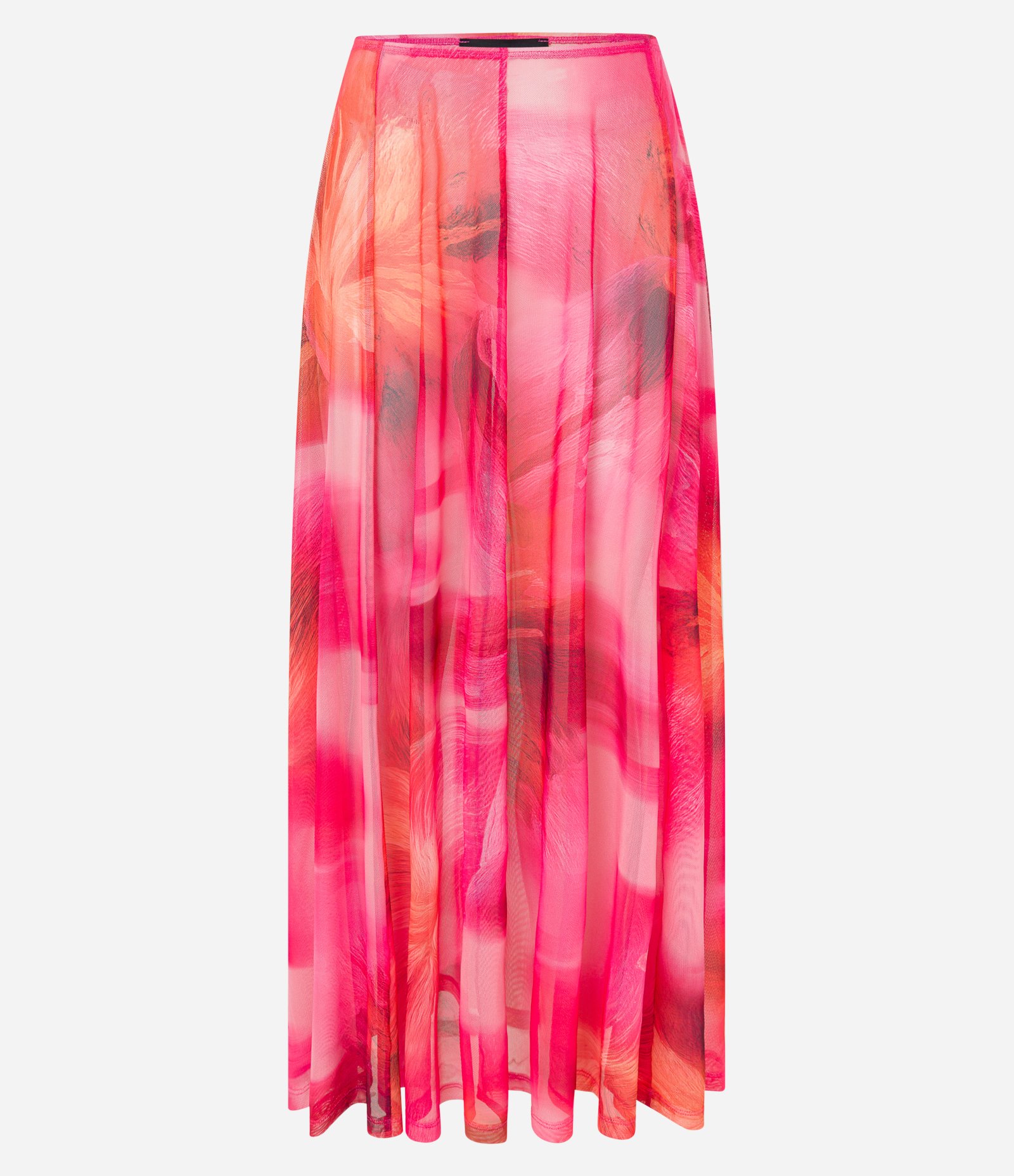 Saia New Midi em Tule sem Forro com Estampa Abstrata Rosa 6