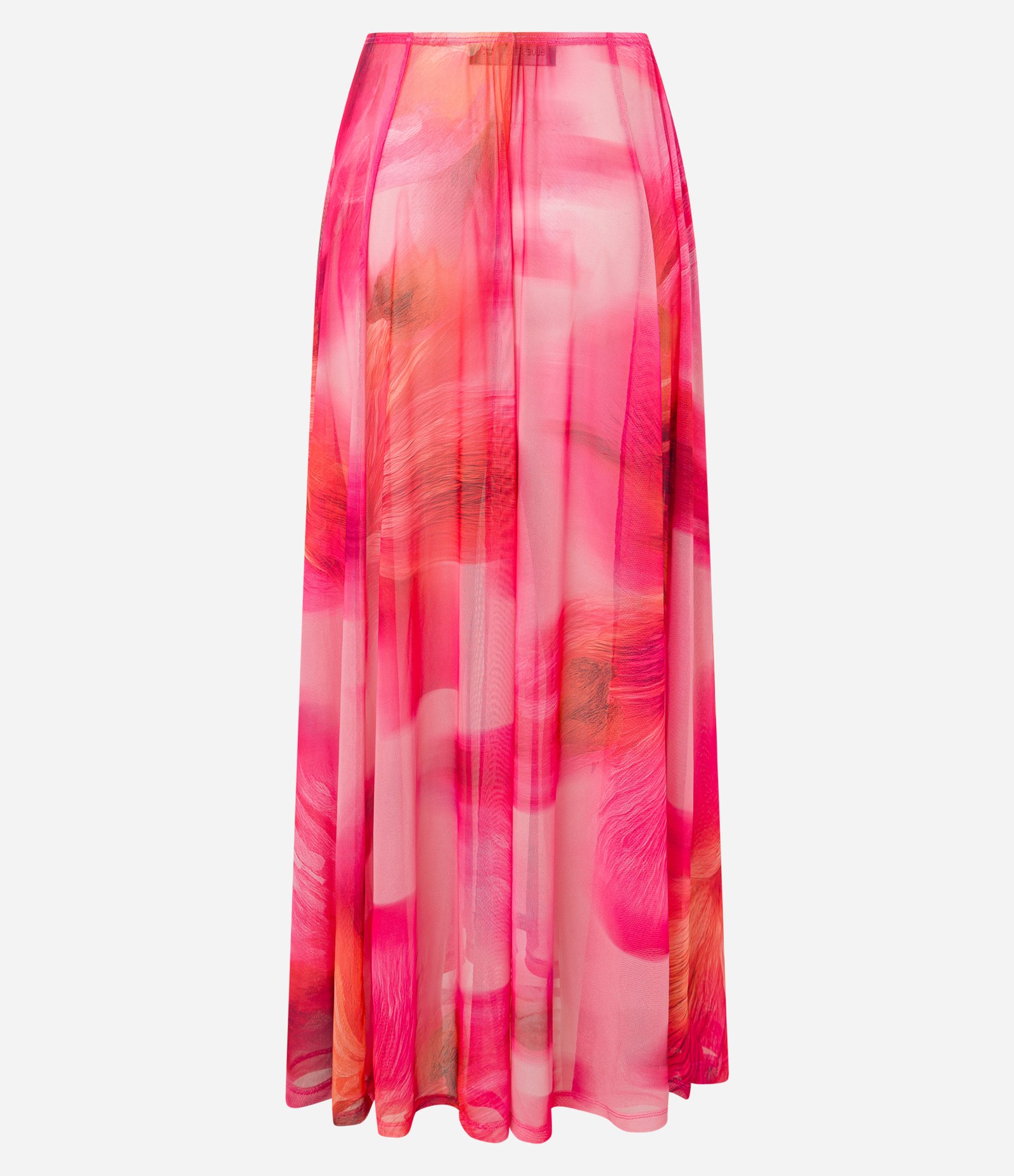 Saia New Midi em Tule sem Forro com Estampa Abstrata Rosa 7