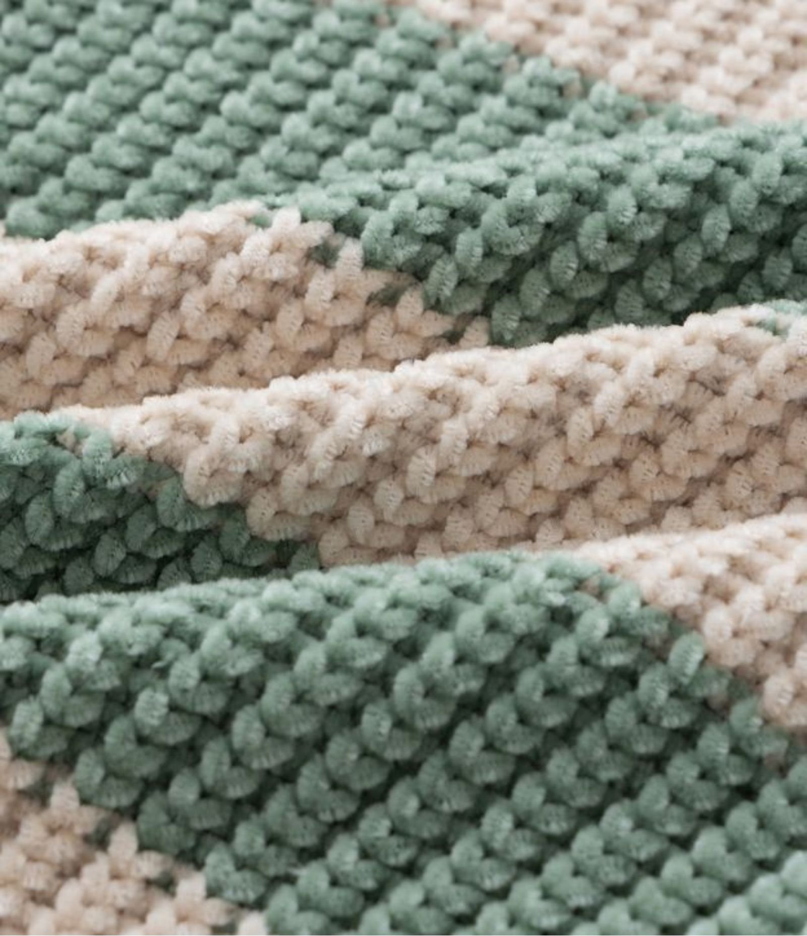 Casaco Infantil em Chenille com Listras em Blocos – Tam 1 a 5/6 Anos Verde/Bege 3