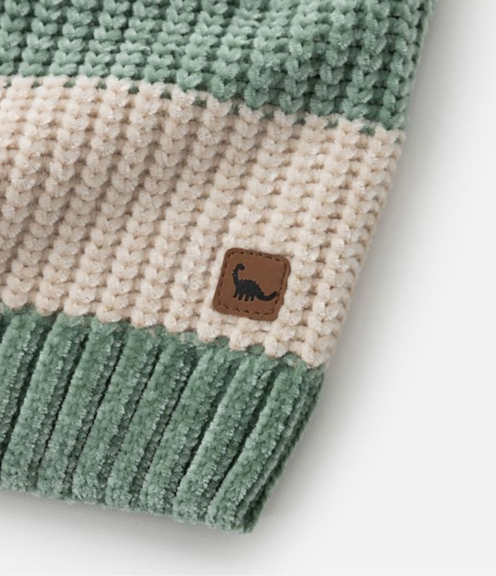 Casaco Infantil em Chenille com Listras em Blocos – Tam 1 a 5/6 Anos Verde/Bege 6