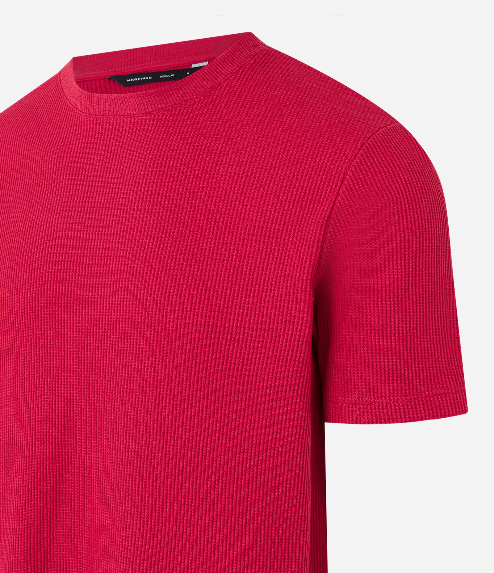 Camiseta Regular em Algodão com Textura Waffle Vermelho 7