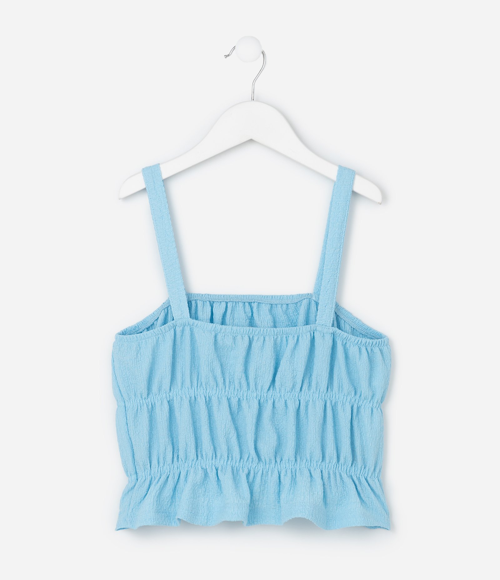 Blusa Infantil de Alcinha Texturizada com Lastex - Tam 5 a 14 Anos Azul 2