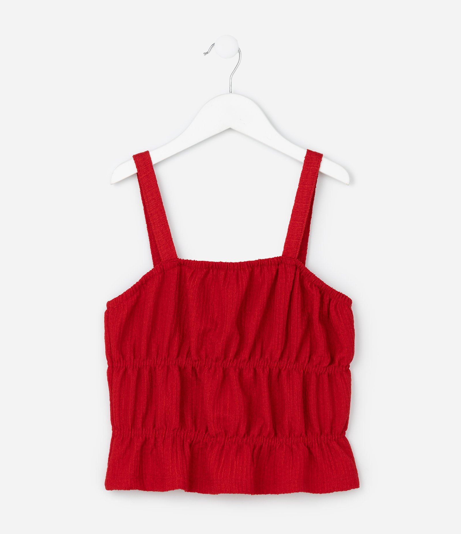 Blusa Infantil de Alcinha Texturizada com Lastex - Tam 5 a 14 Anos Vermelho 1
