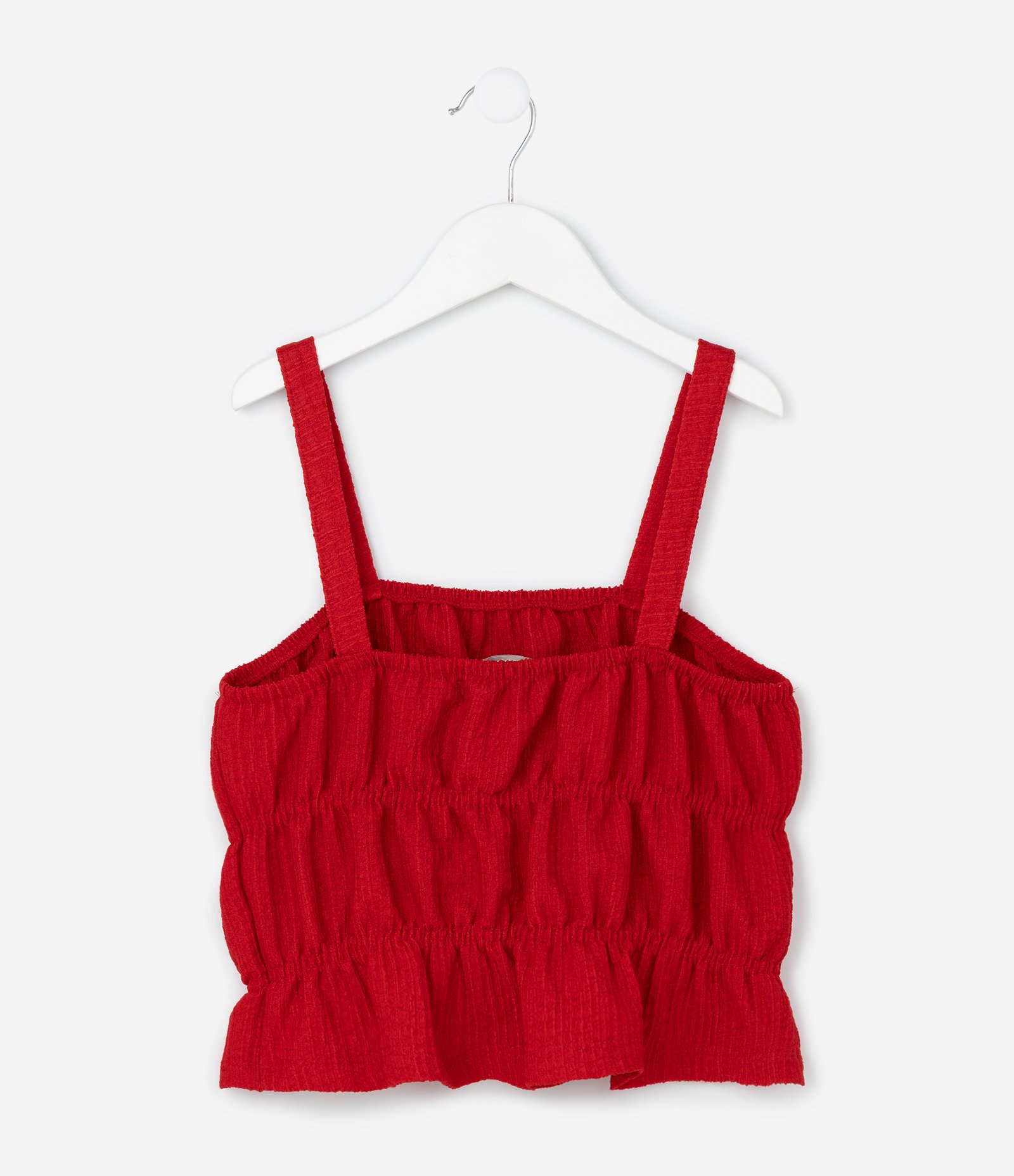 Blusa Infantil de Alcinha Texturizada com Lastex - Tam 5 a 14 Anos Vermelho 2