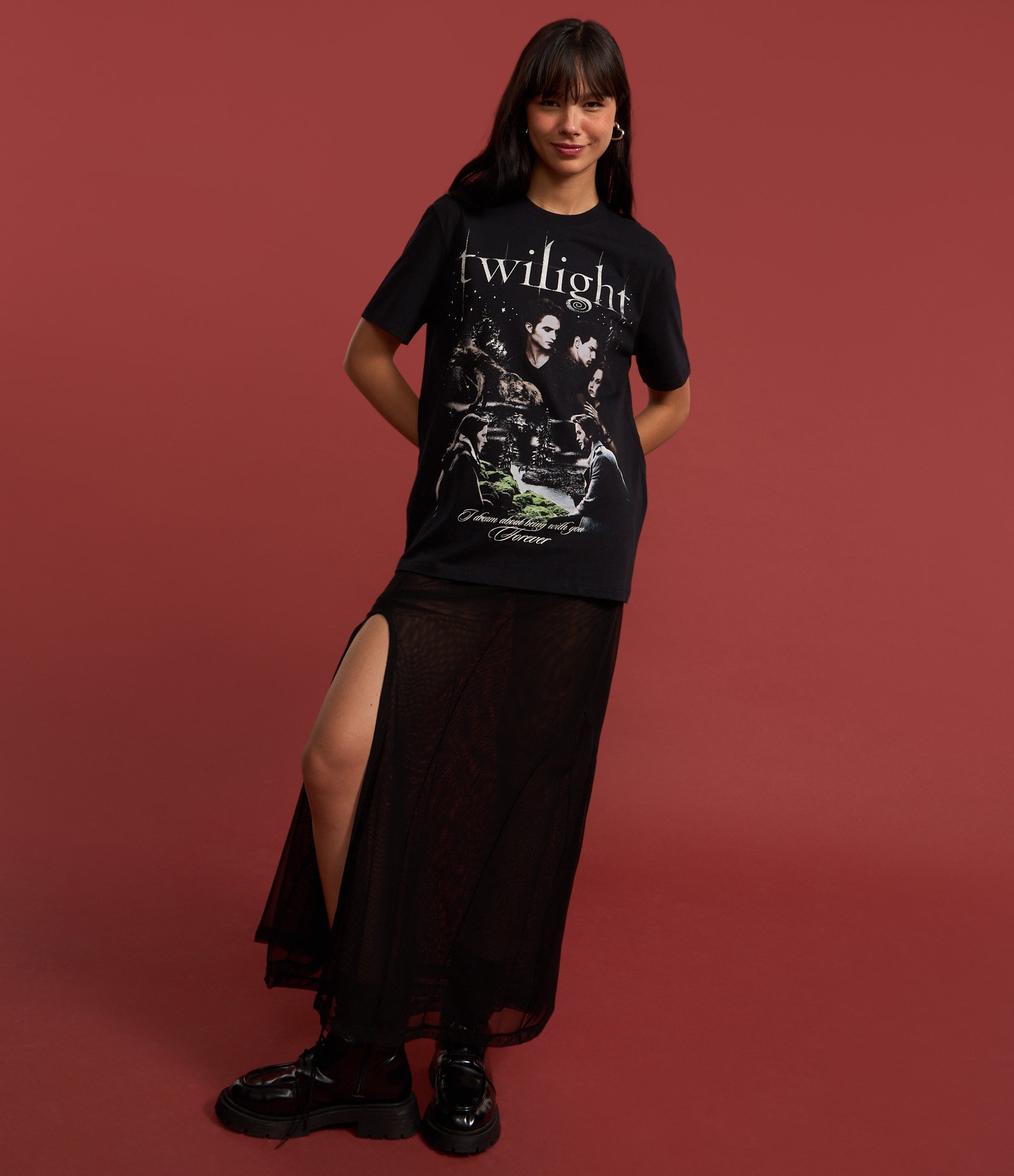 Camiseta em Algodão com Estampa Twilight Preto 5
