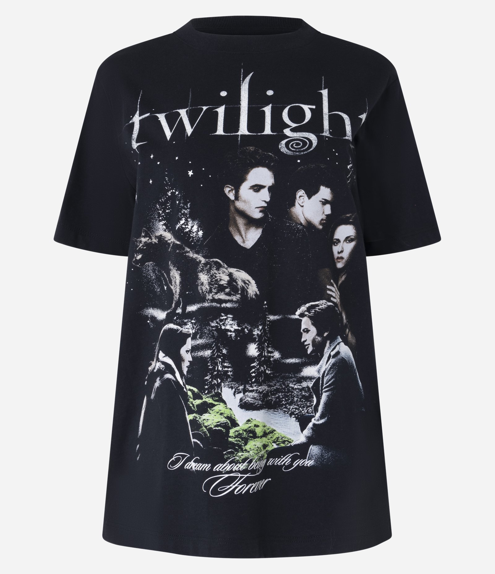 Camiseta em Algodão com Estampa Twilight Preto 6