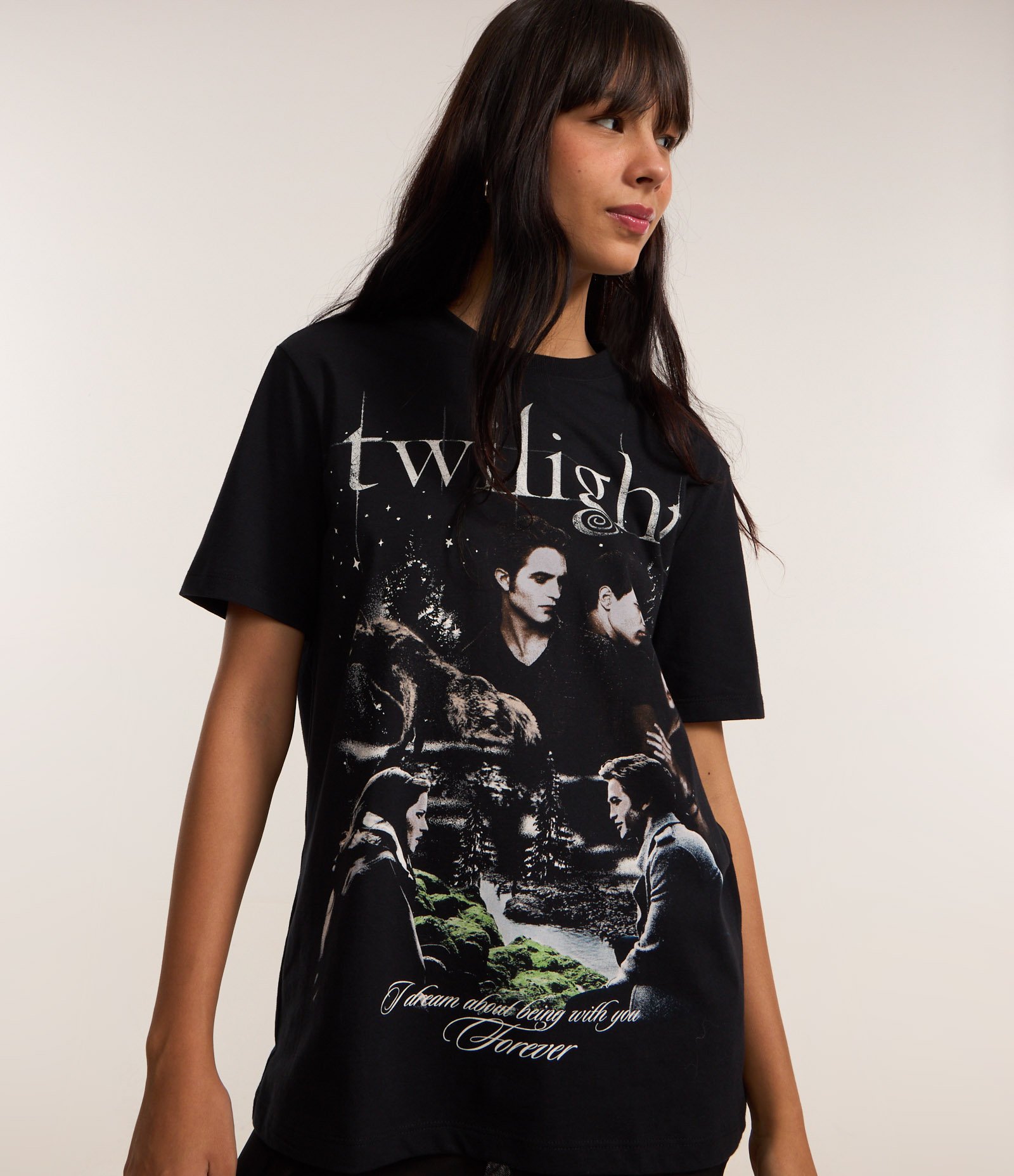 Camiseta em Algodão com Estampa Twilight Preto 1