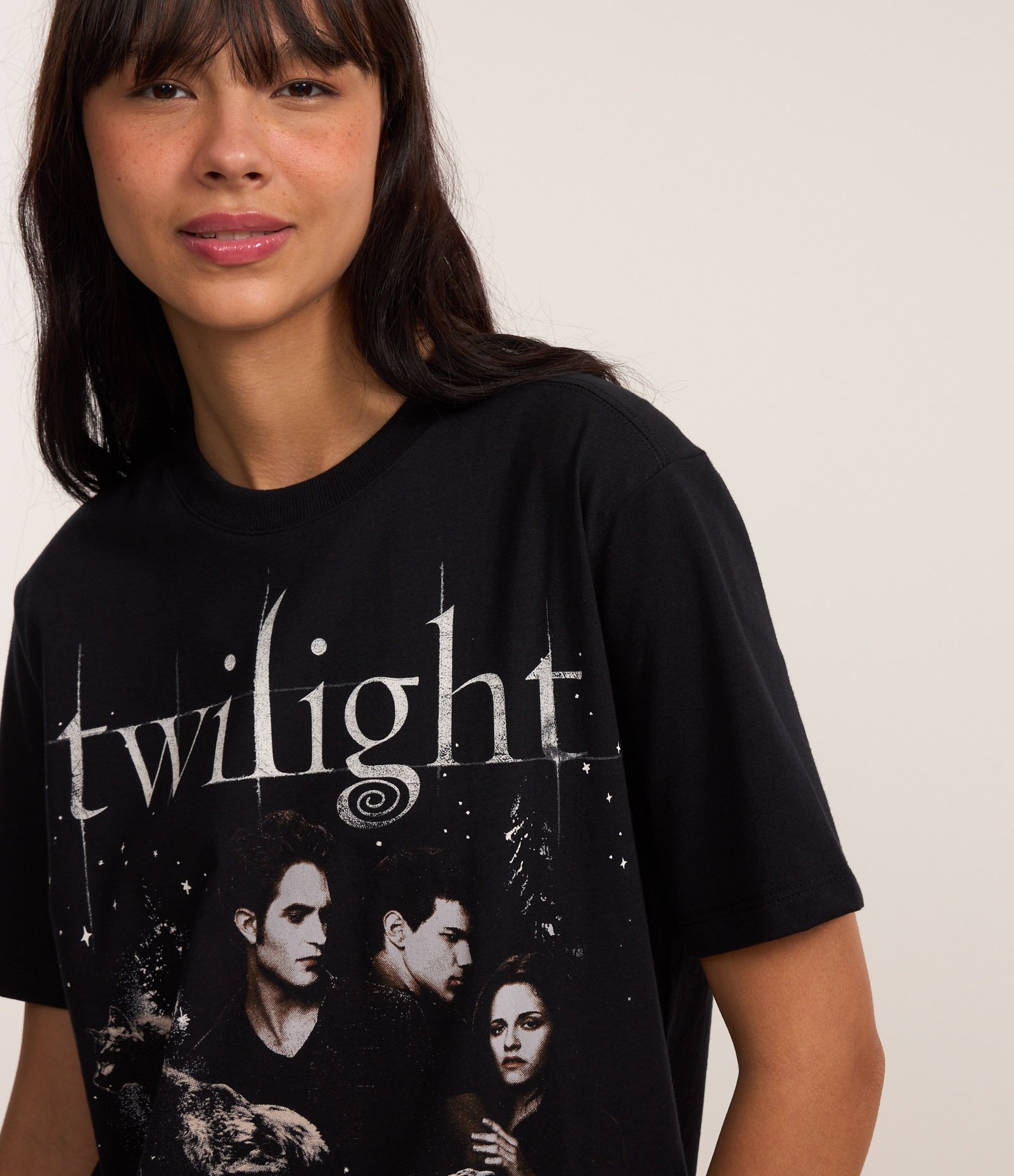 Camiseta em Algodão com Estampa Twilight Preto 3