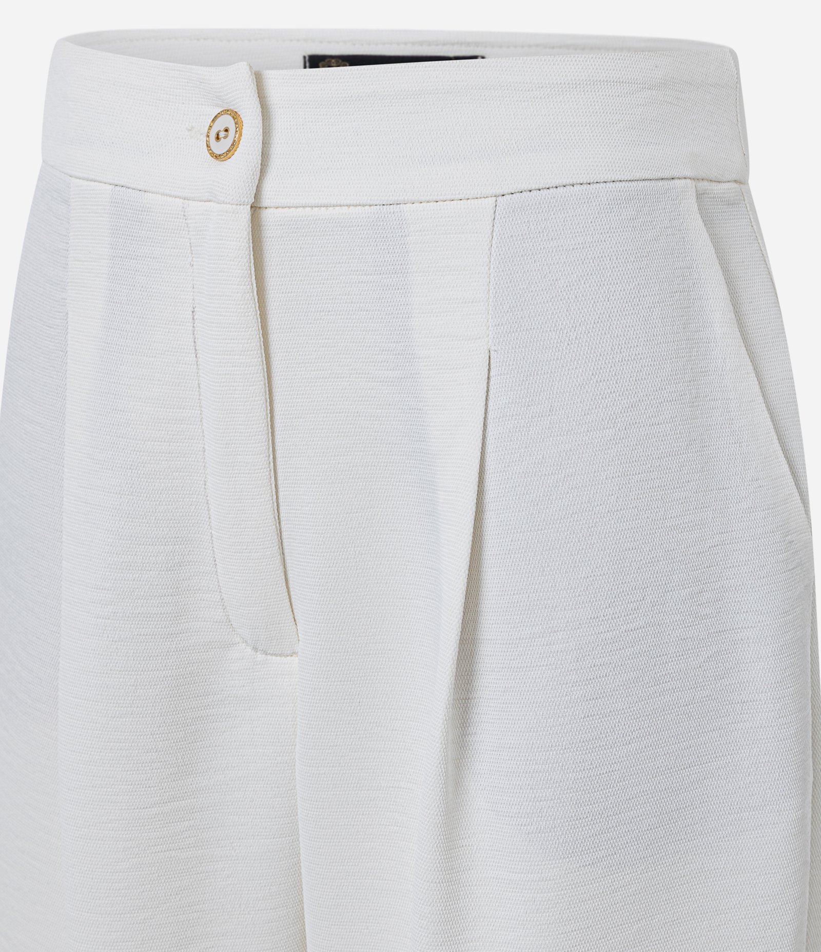 Calça Wide Leg Cintura Alta em Crepe Texturizado com Pregas Off White 2