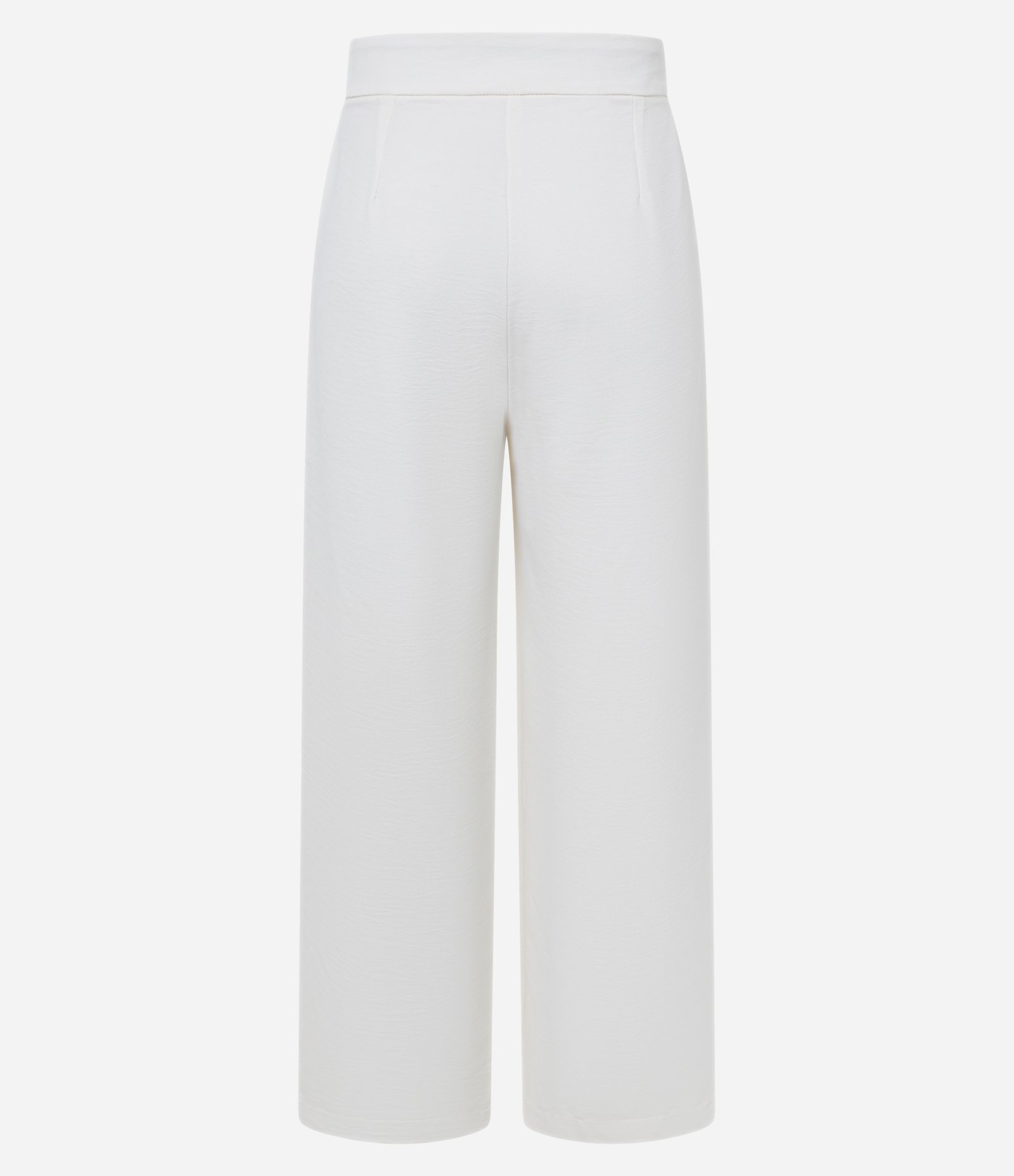 Calça Wide Leg Cintura Alta em Crepe Texturizado com Pregas Off White 3