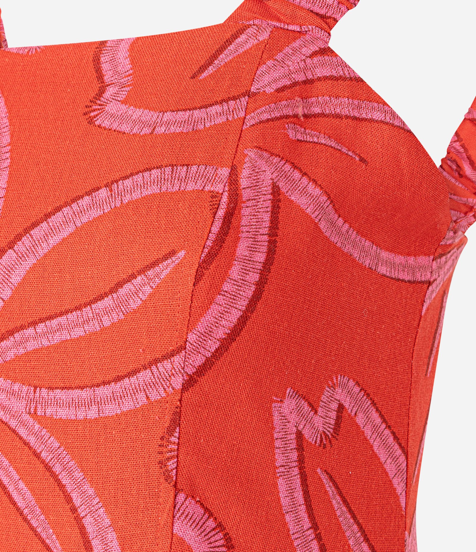 Vestido Evasê Midi em Viscolinho com Estampa Floral Laranja 7