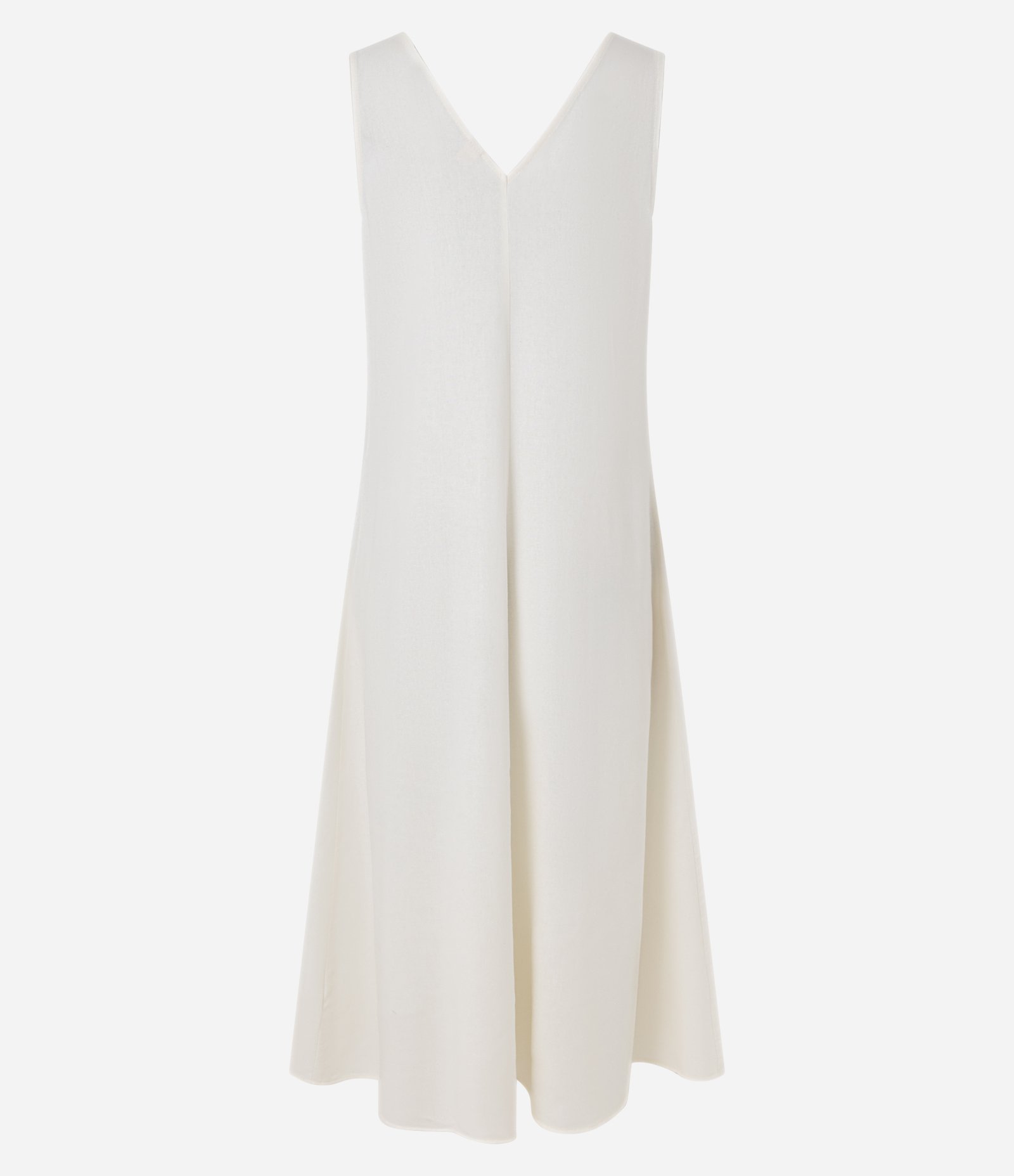 Vestido Evasê Midi em Viscolinho com Decote V e Pences Off White 7