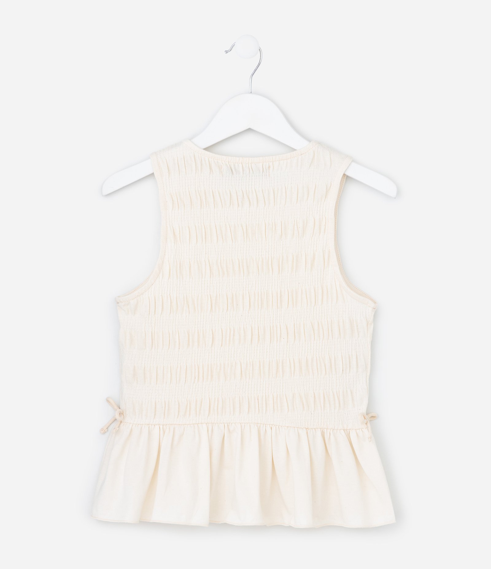 Blusa Infantil Regata com Laços e Texturizada - Tam 7 a 14 Anos Bege 2