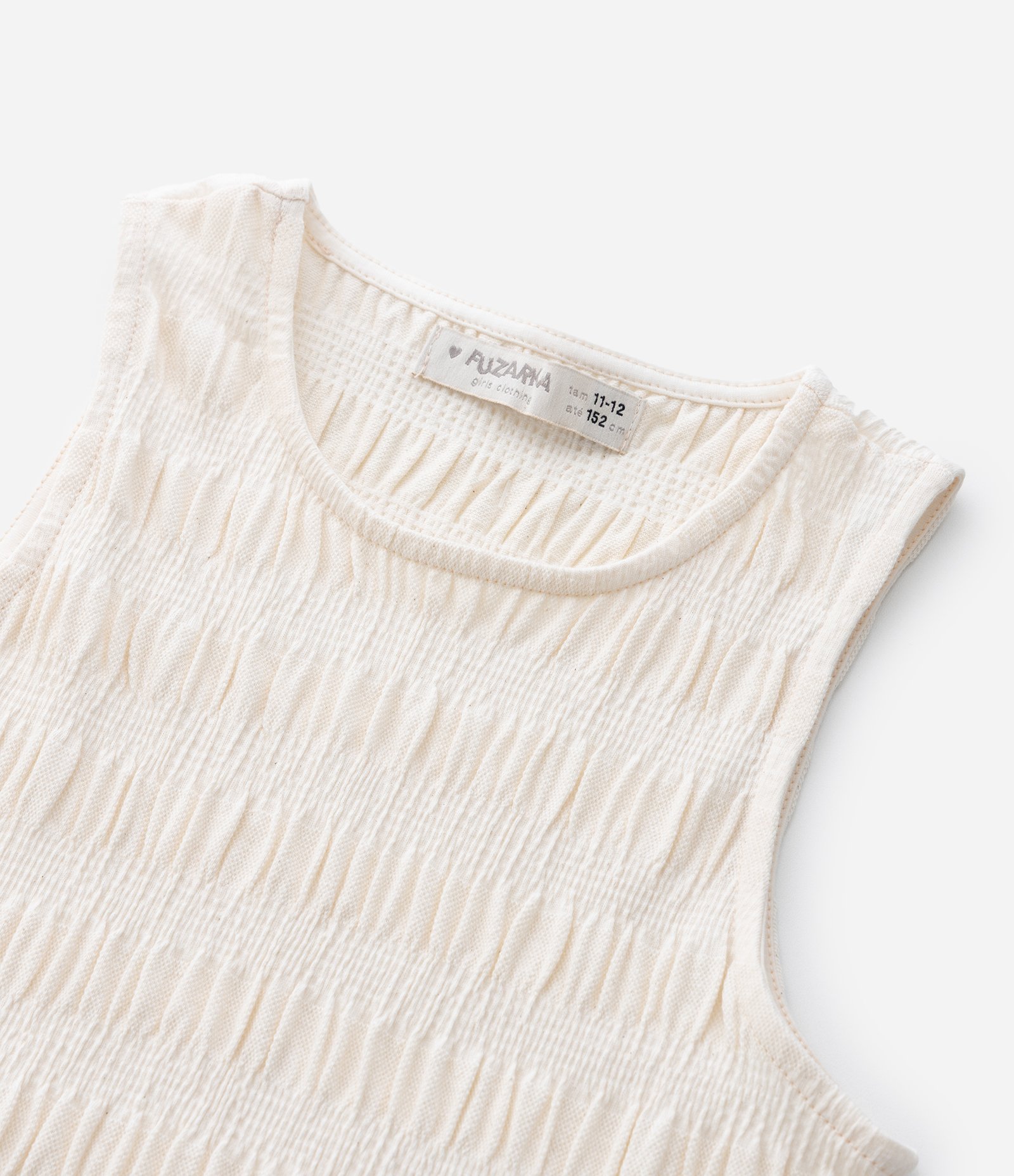 Blusa Infantil Regata com Laços e Texturizada - Tam 7 a 14 Anos Bege 6