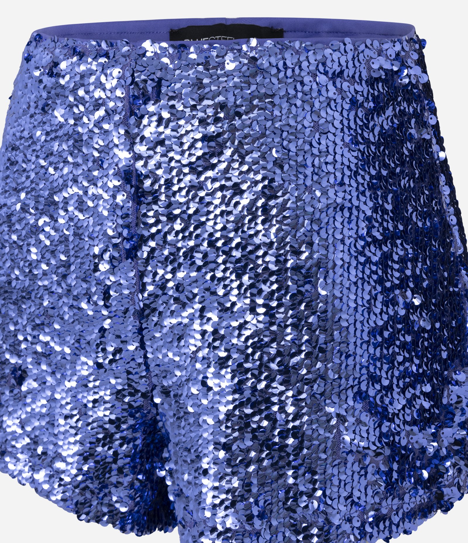 Short Curto em Paetê com Efeito Metalizado Azul 5