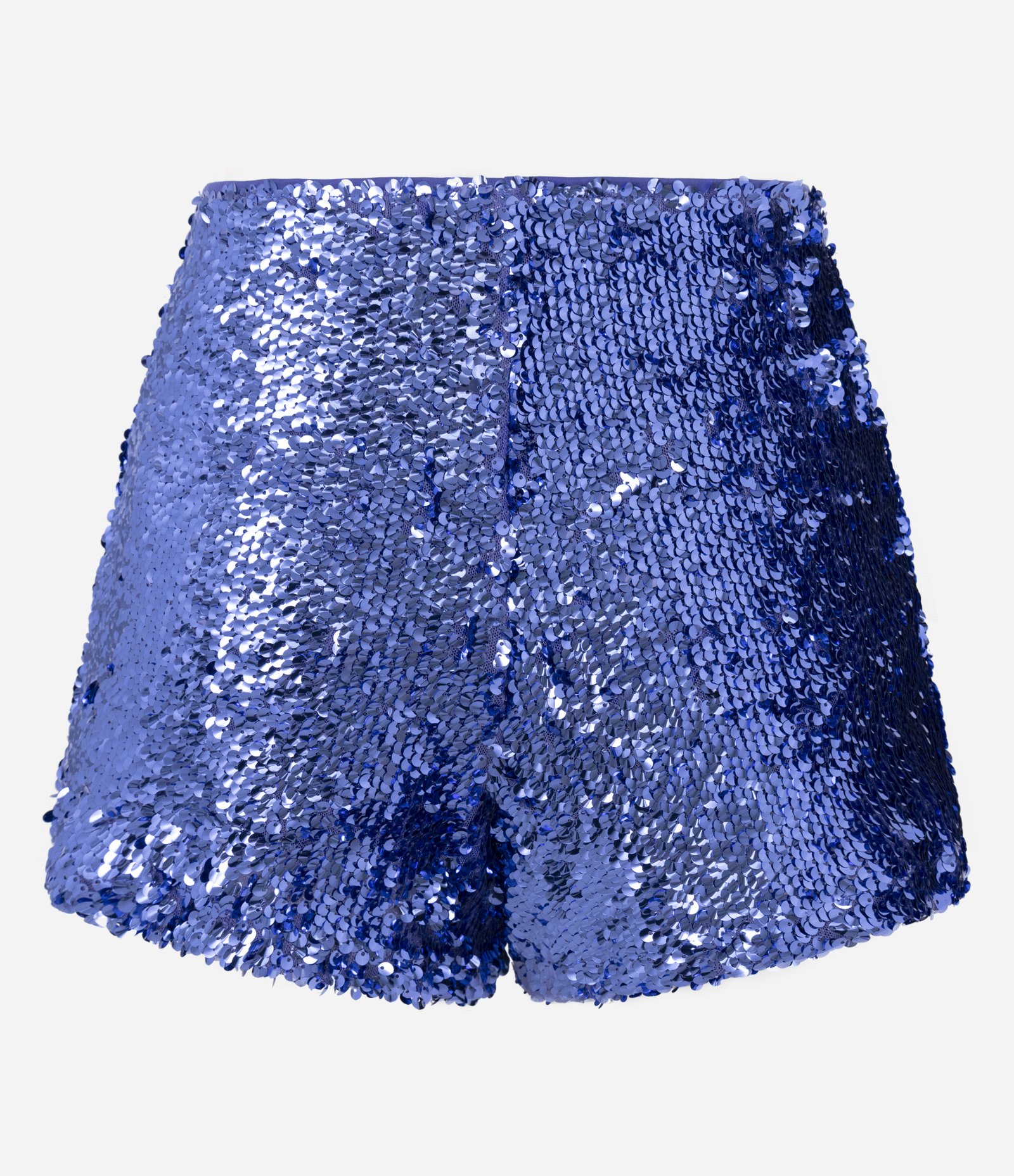 Short Curto em Paetê com Efeito Metalizado Azul 7