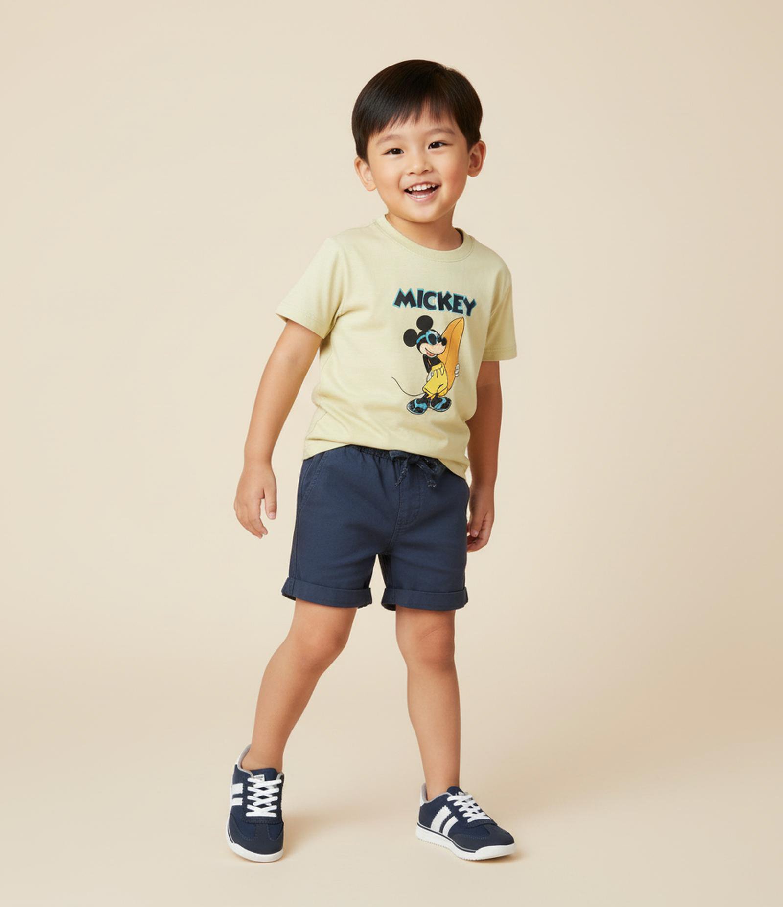 Camiseta Infantil com Estampa do Mickey - Tam 1 a 6 Anos Amarelo 1