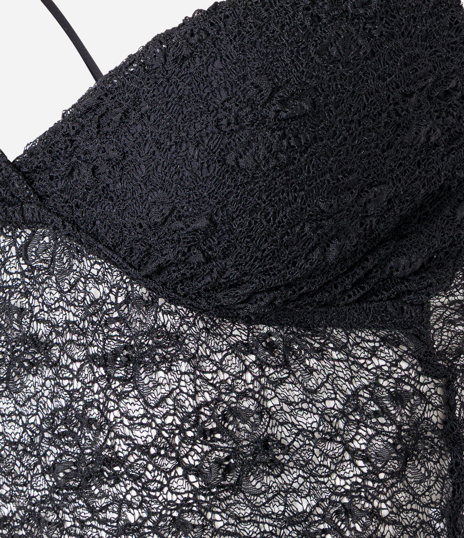 Blusa em Renda com Alças Finas e Textura Preto 6