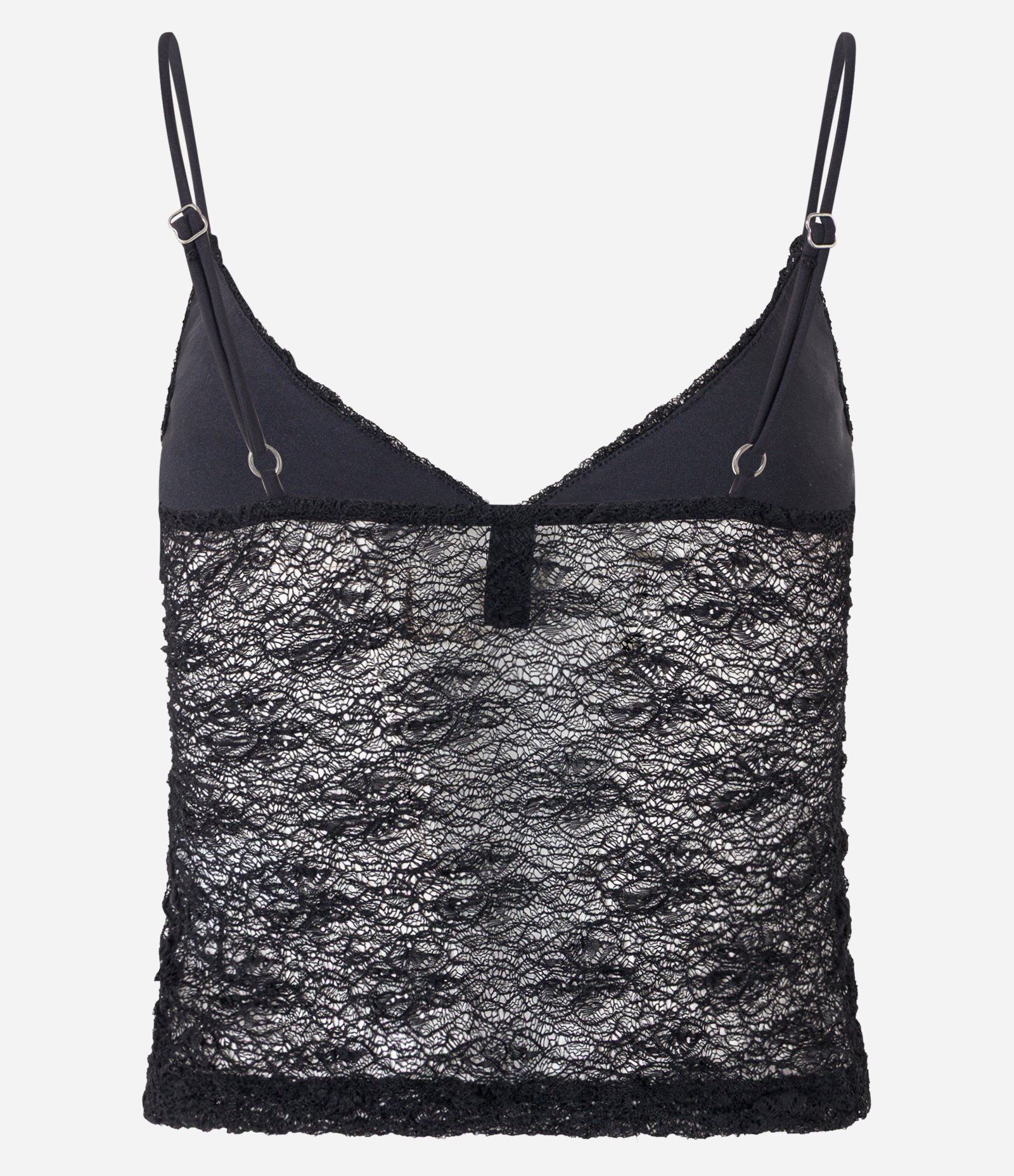 Blusa em Renda com Alças Finas e Textura Preto 7