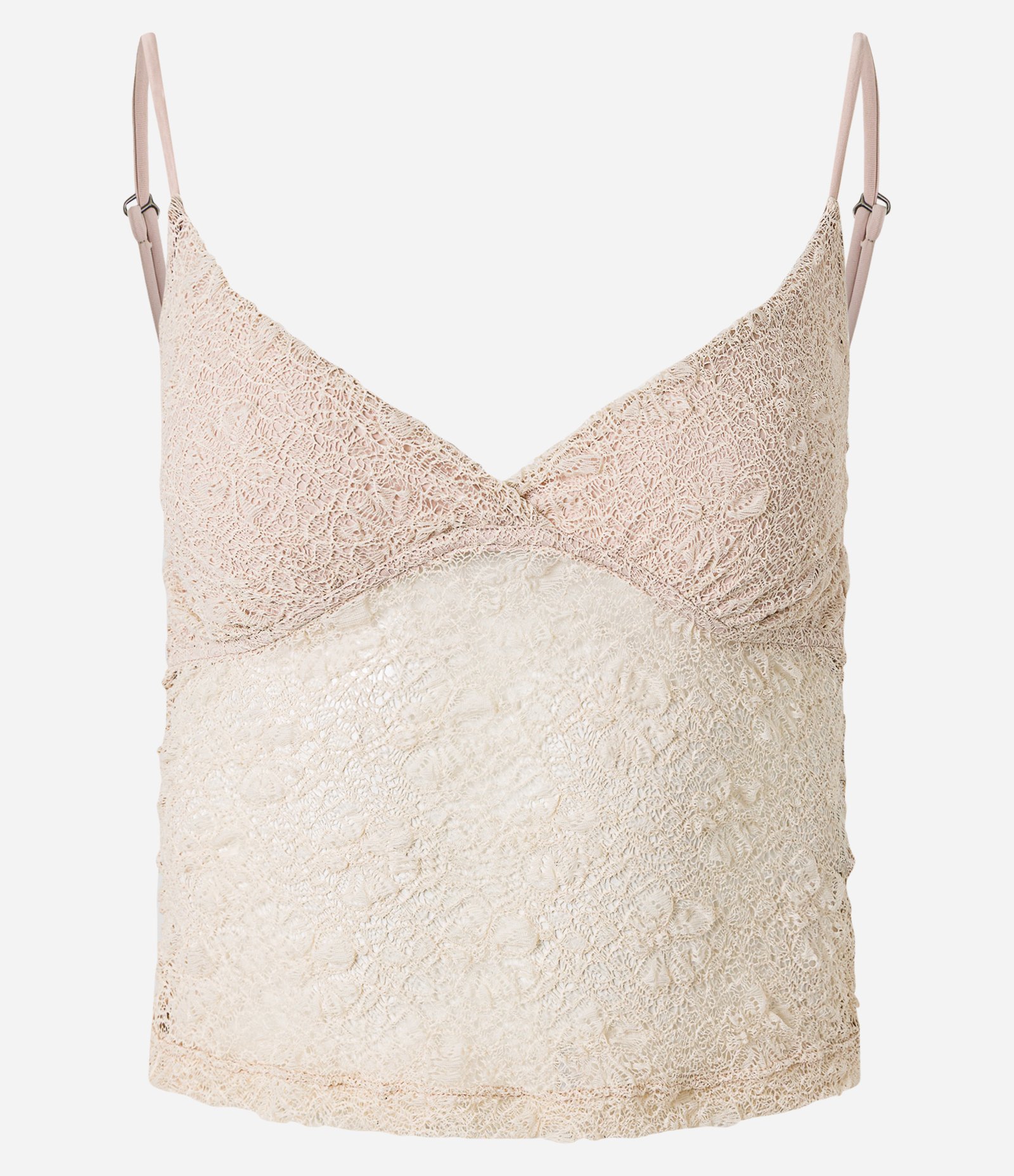 Blusa em Renda com Alças Finas e Textura Bege 4