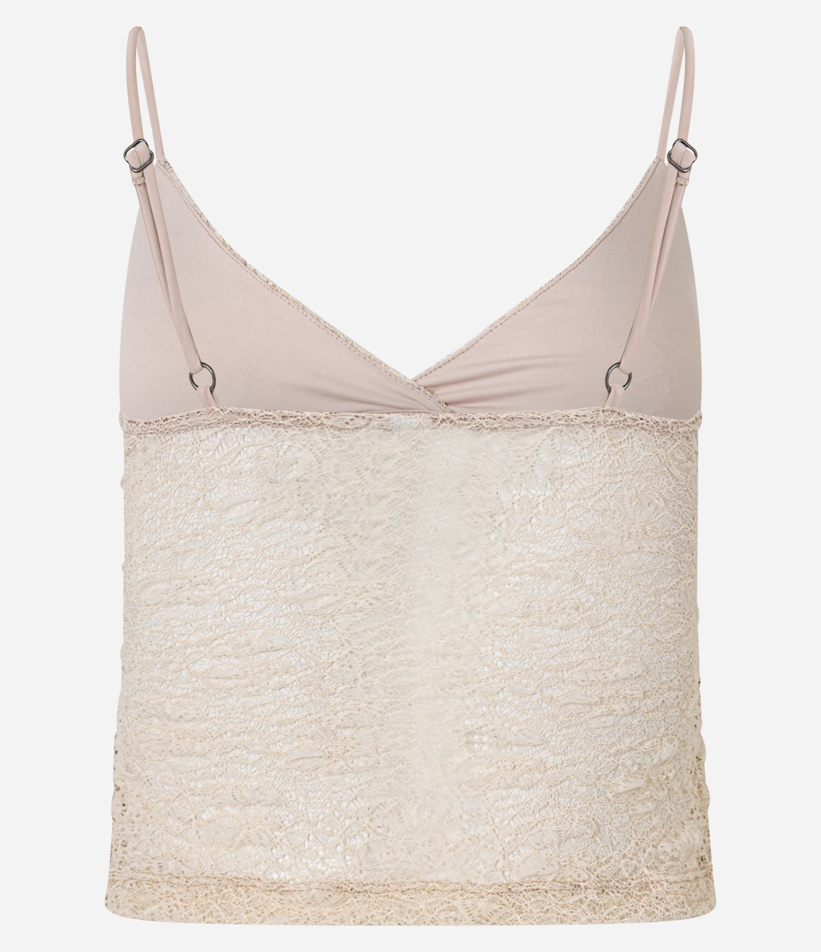 Blusa em Renda com Alças Finas e Textura Bege 7