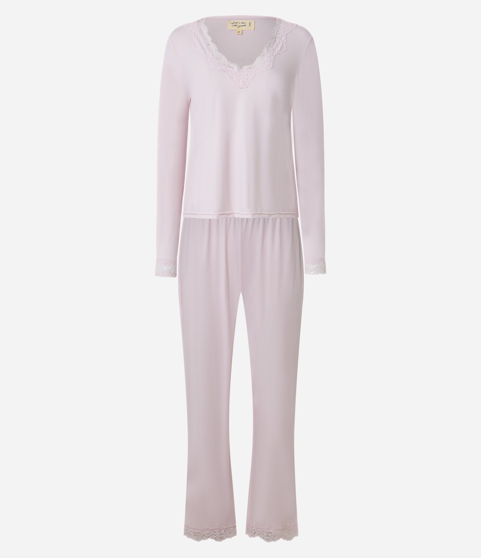 Pijama Longo em Poliamida com Renda no Decote Orchid Ice 1