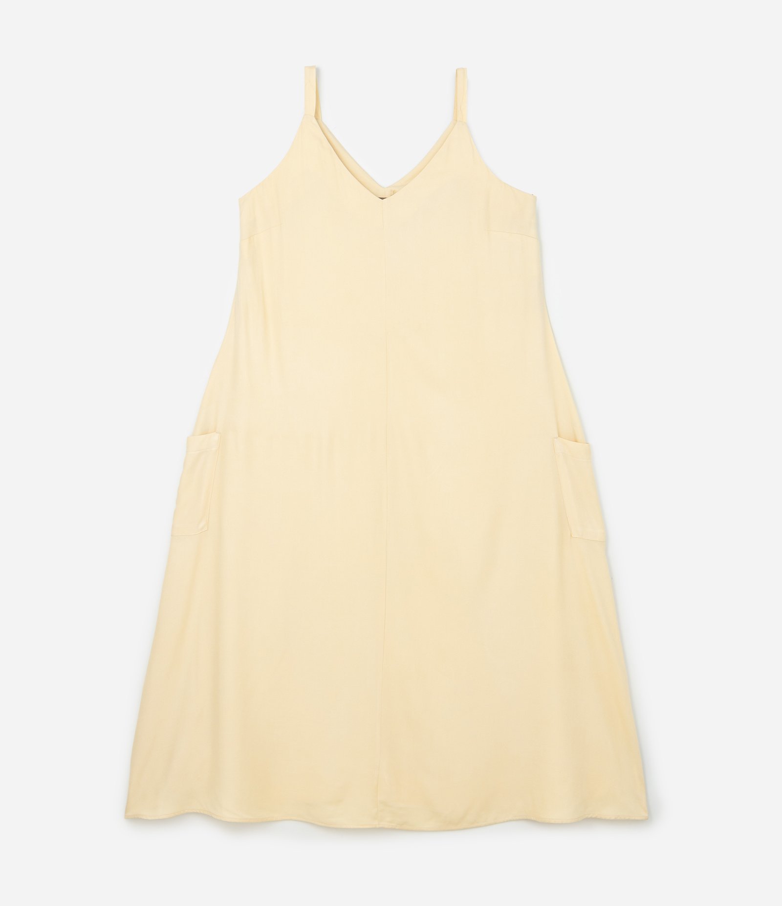 Vestido Longo Regata em Viscose com Bolsos Curve & Plus Size Amarelo Manteiga 1