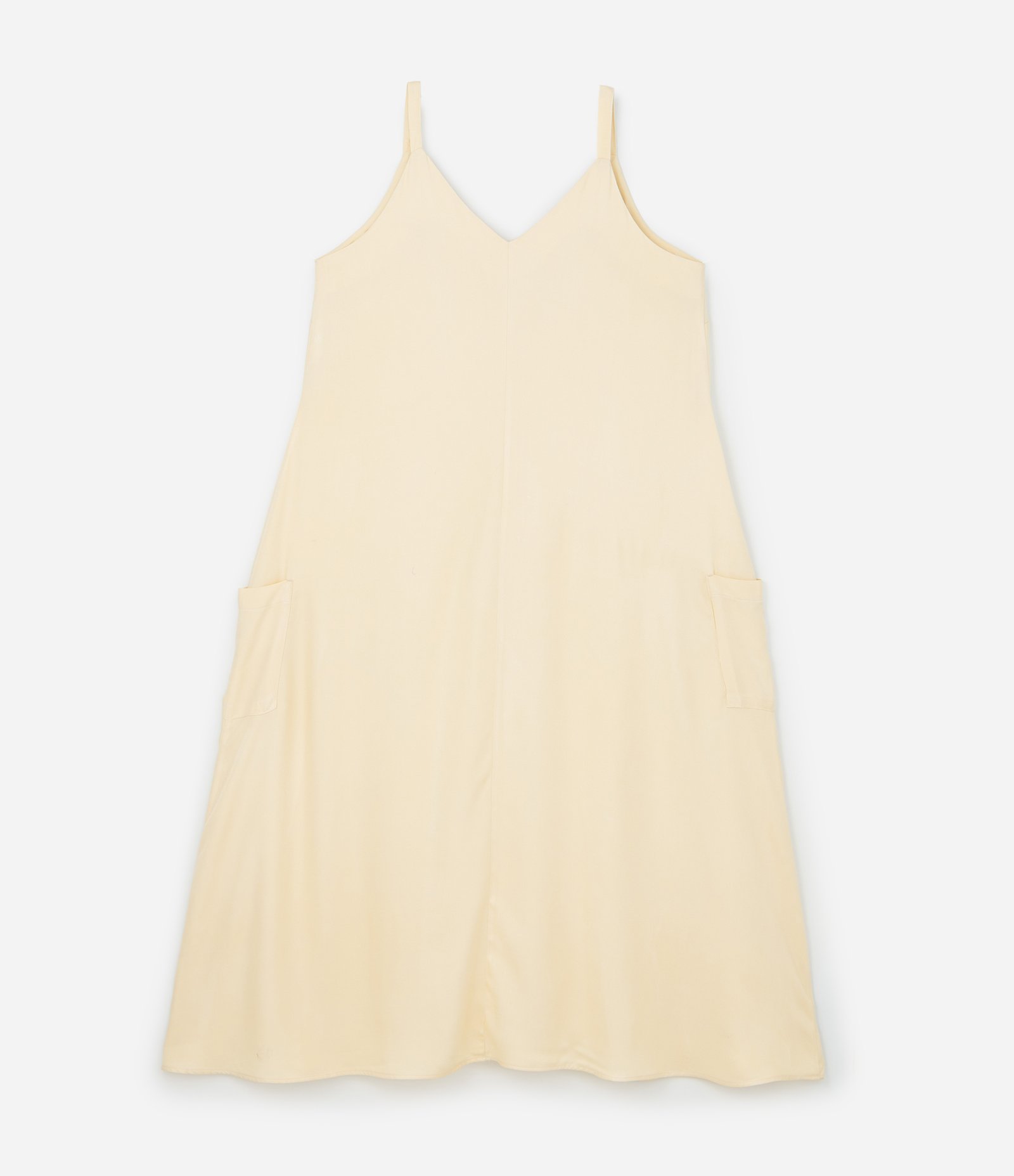 Vestido Longo Regata em Viscose com Bolsos Curve & Plus Size Amarelo Manteiga 2