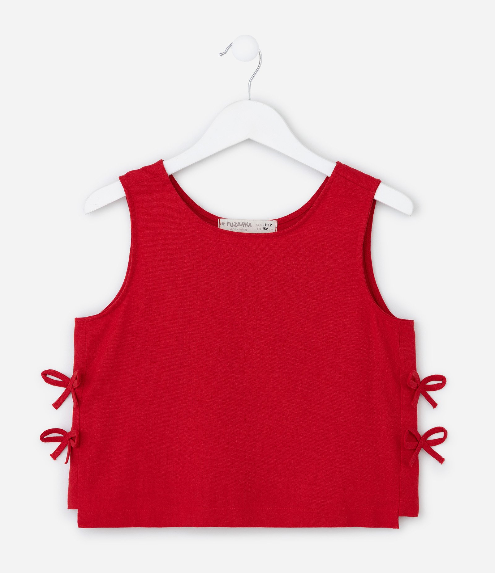 Blusa Infantil Sem Mangas com Lacinhos - Tam 7 a 14 Anos Vermelho 1