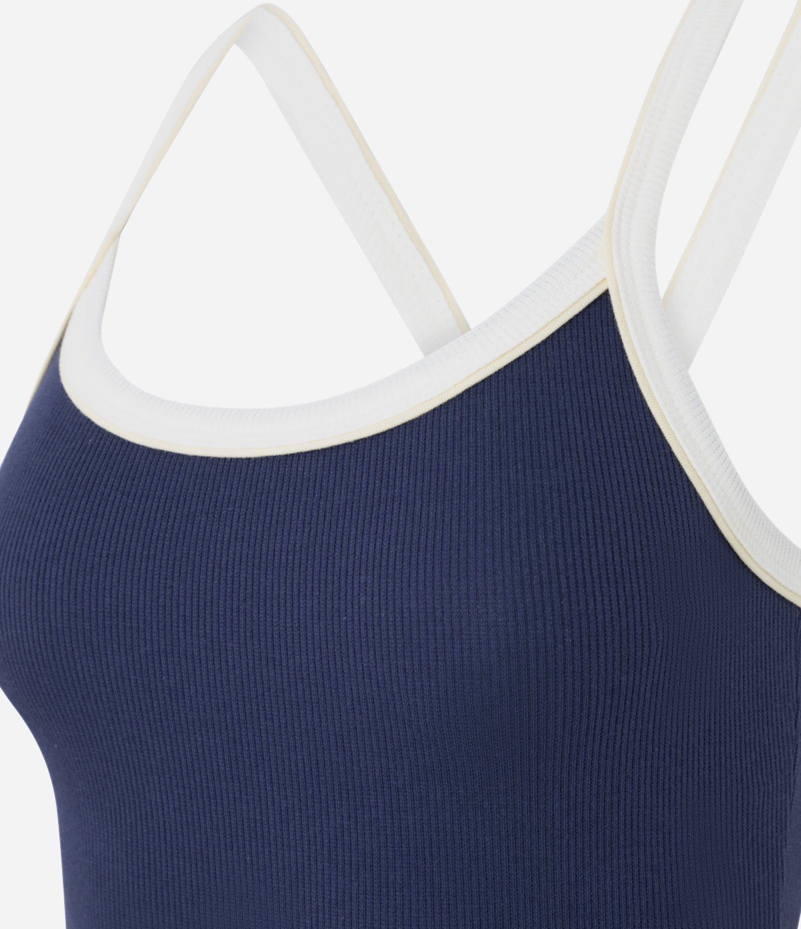 Blusa Regata em Ribana com Viés Contrastante Azul 6