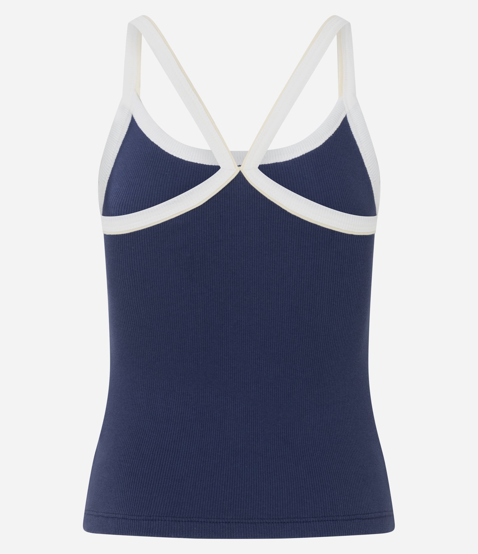 Blusa Regata em Ribana com Viés Contrastante Azul 7