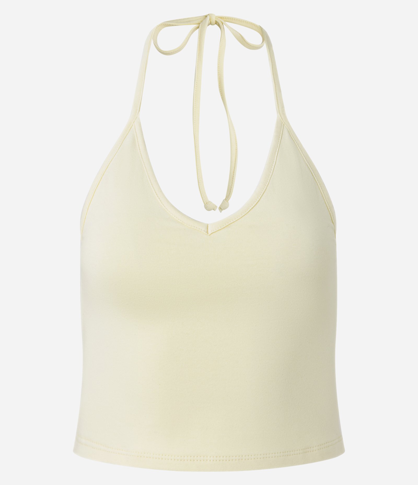Blusa Cropped Frente Única em Cotton com Amarração Amarelo 5