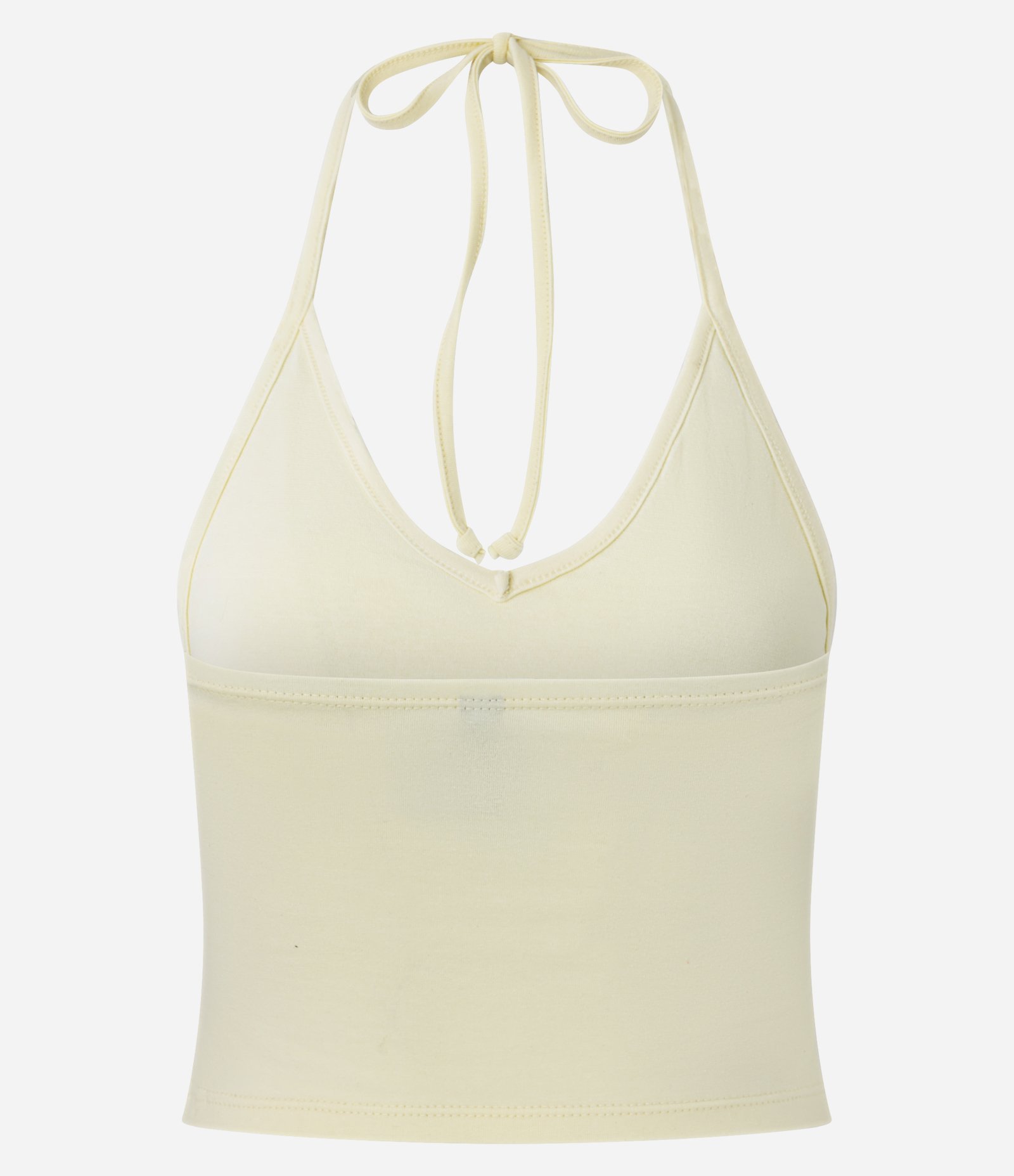 Blusa Cropped Frente Única em Cotton com Amarração Amarelo 6