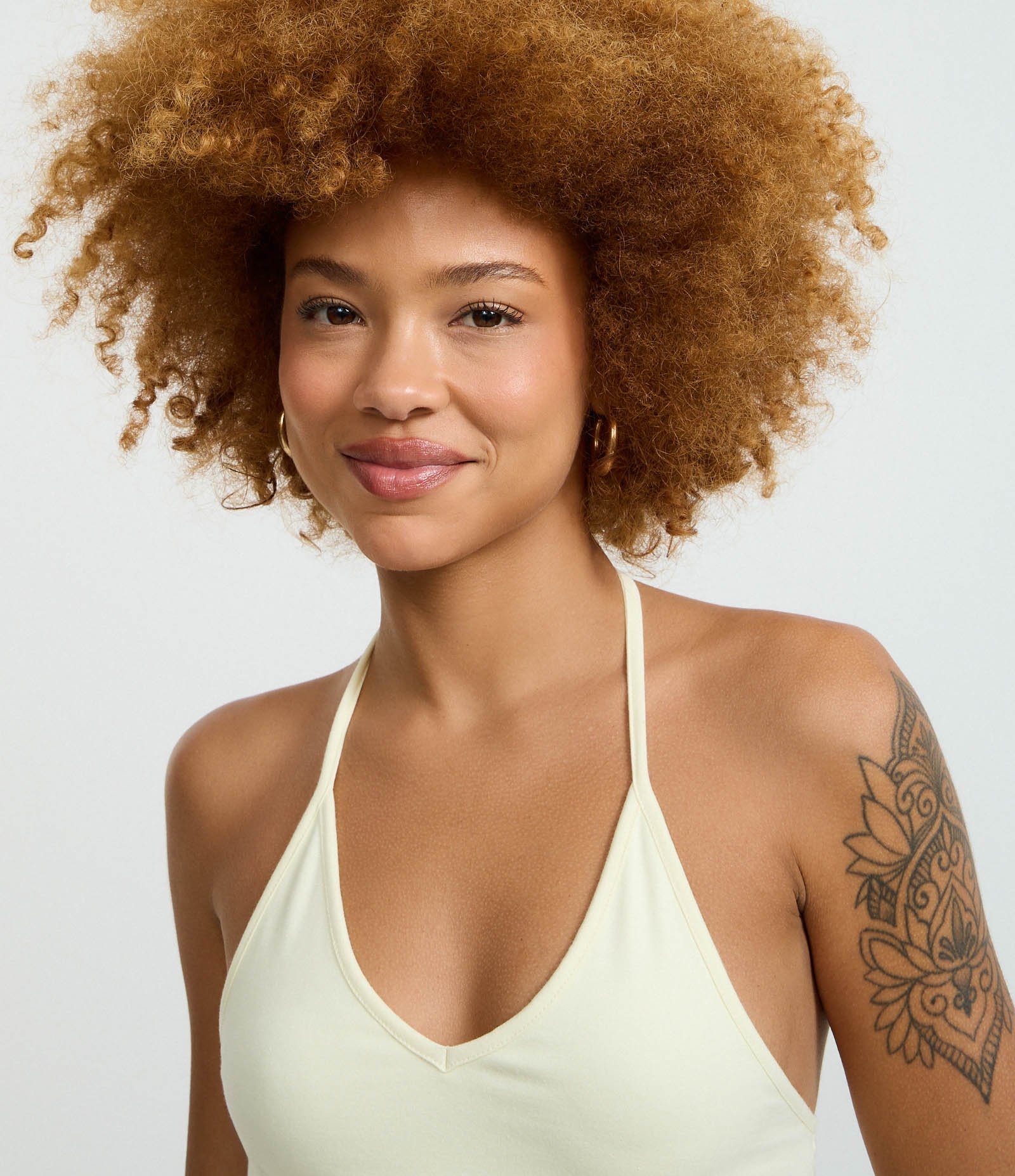 Blusa Cropped Frente Única em Cotton com Amarração Amarelo 4