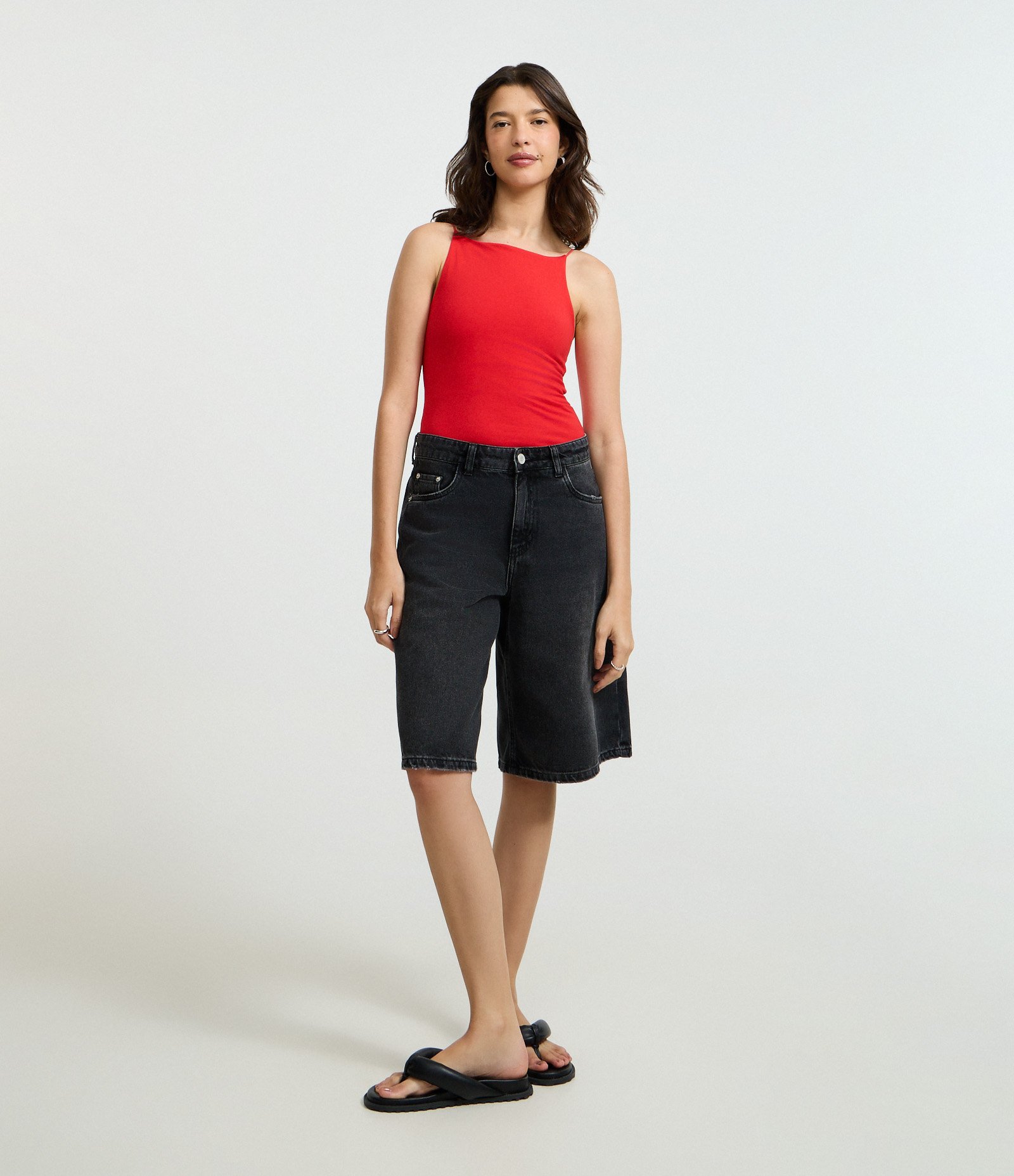 Blusa sem Manga com Decote Halter e Alça Elástico Vermelho 2