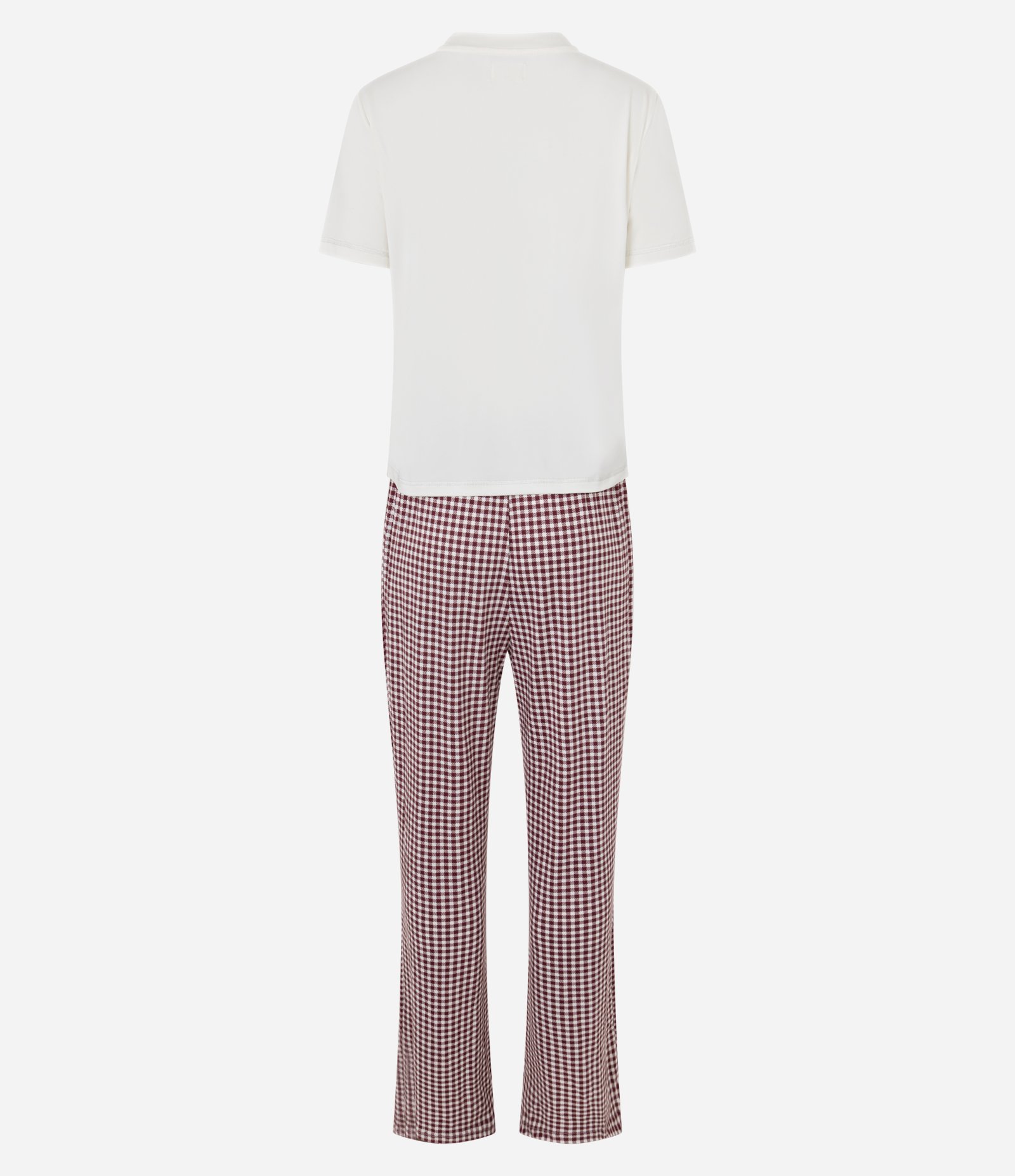 Pijama Longo Peach Touch com Calça Xadrez Vichy Branco 6